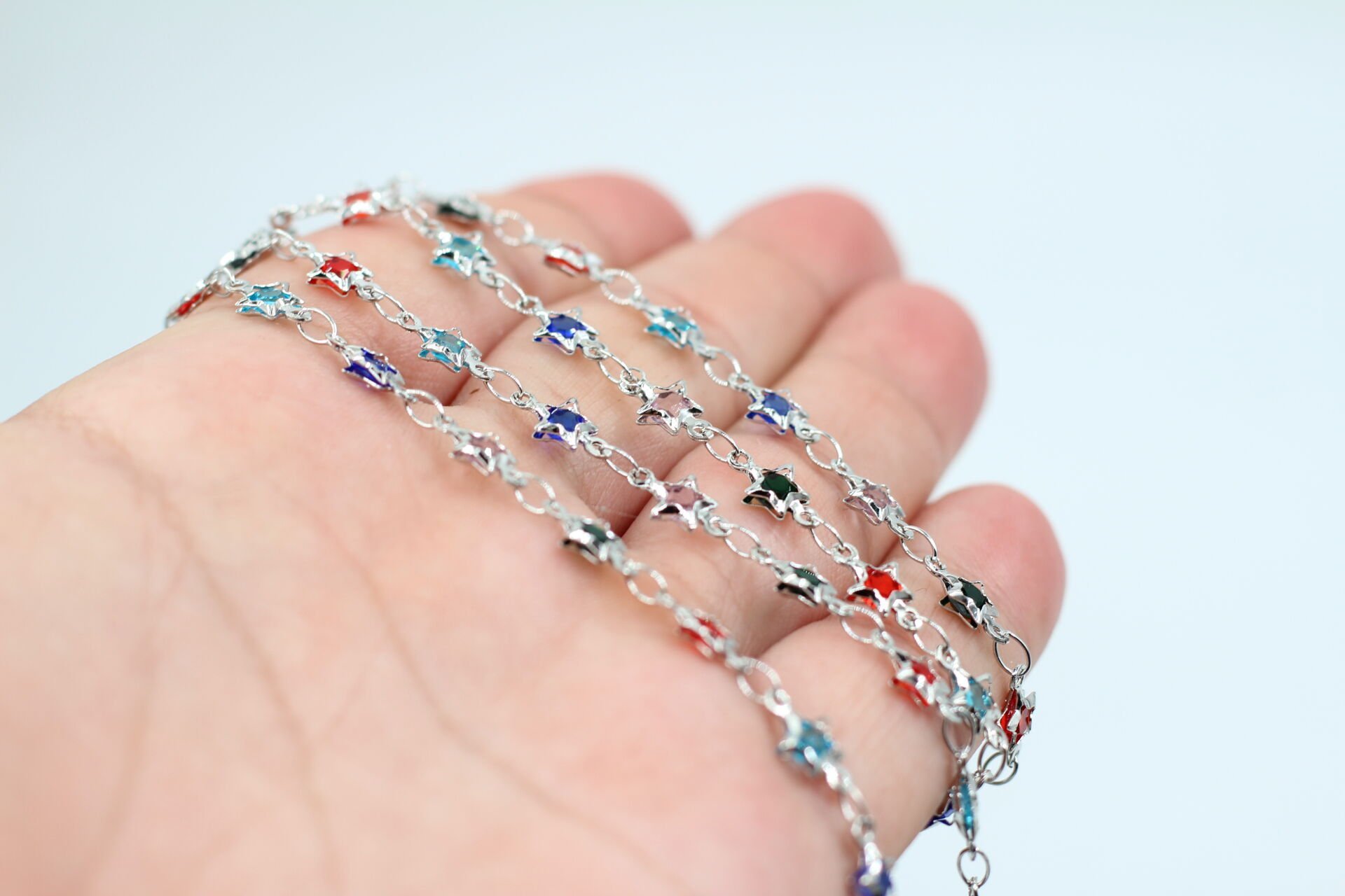 Rodyum Kaplama Mix Yıldız Zincir