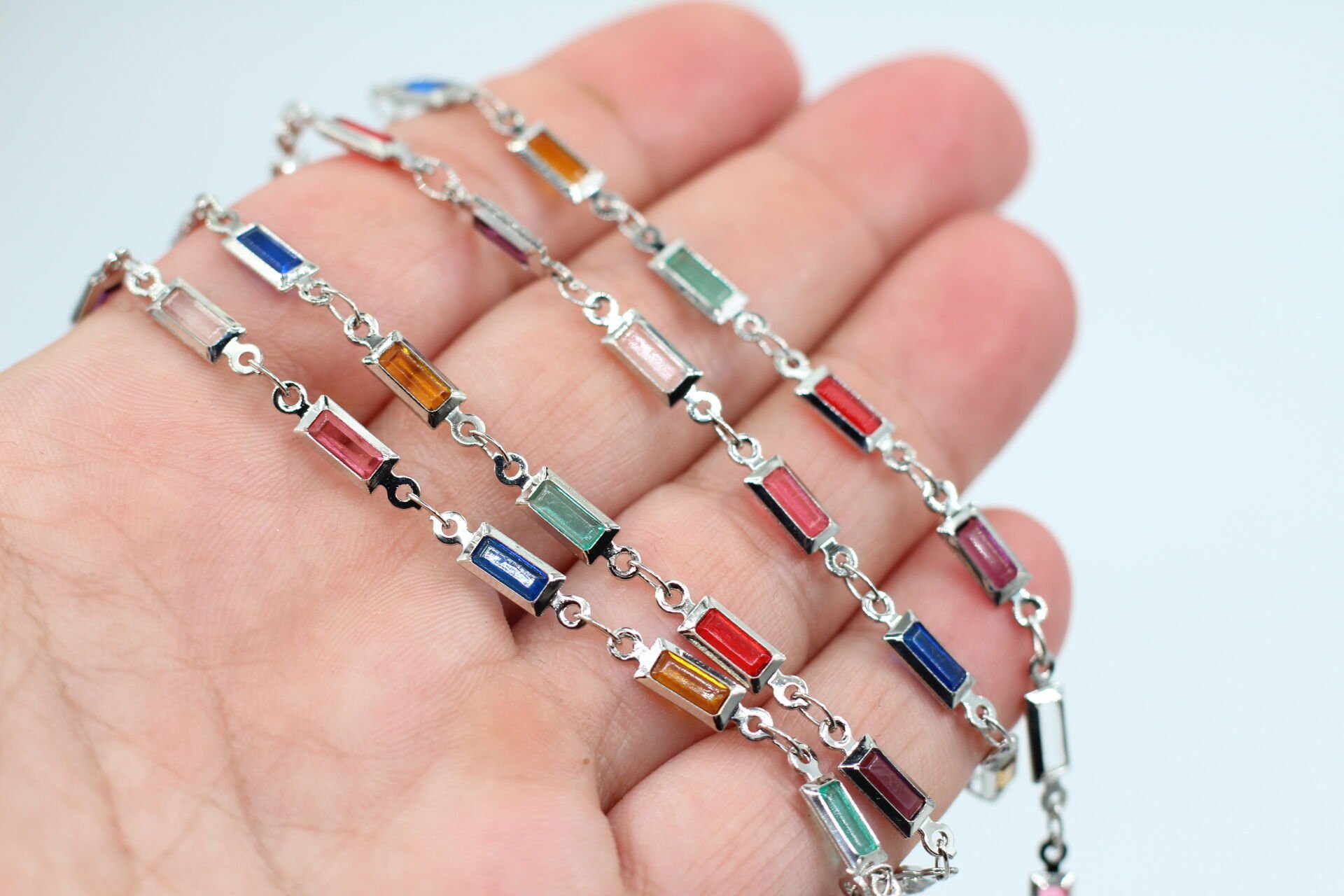 Rodyum Kaplama Mix Küçük Baget  Zincir