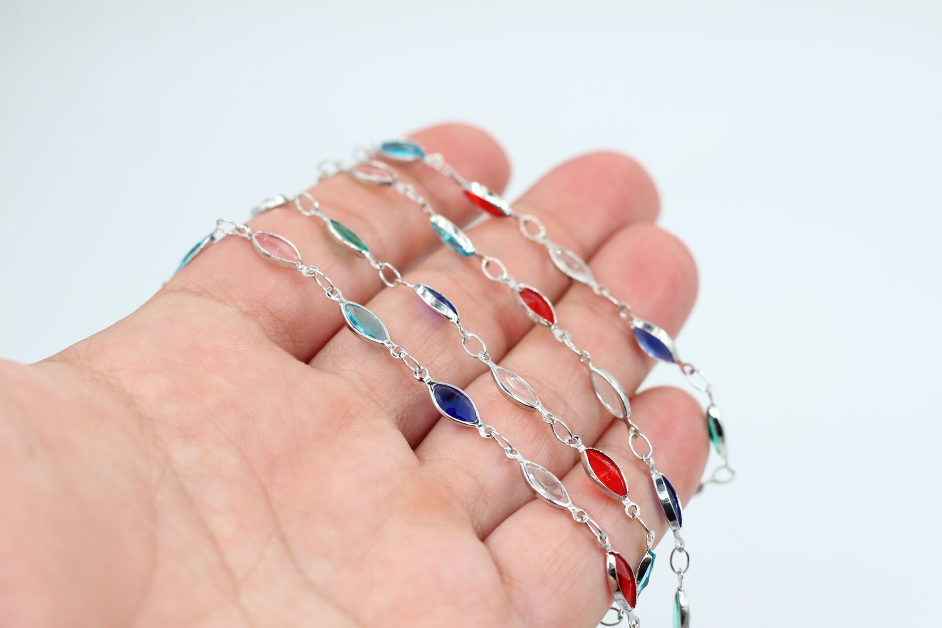 Rodyum Kaplama Mix Mekik Zincir