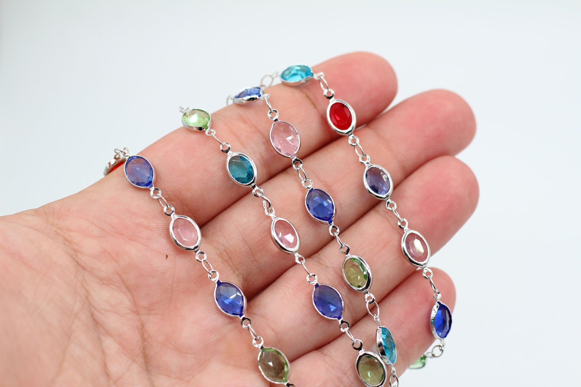 Rodyum Kaplama Mix Oval Zincir