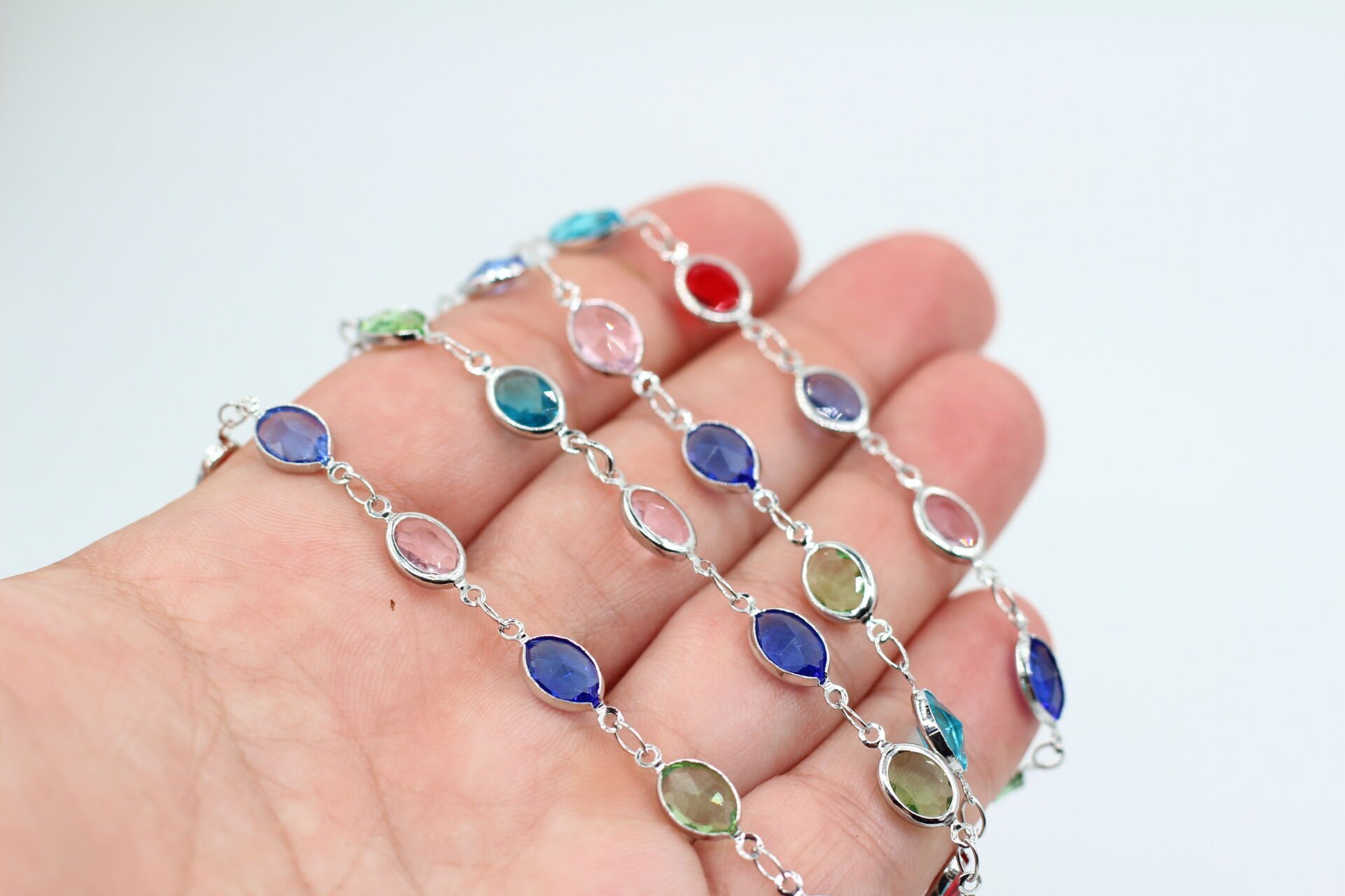 Rodyum Kaplama Mix Oval Zincir