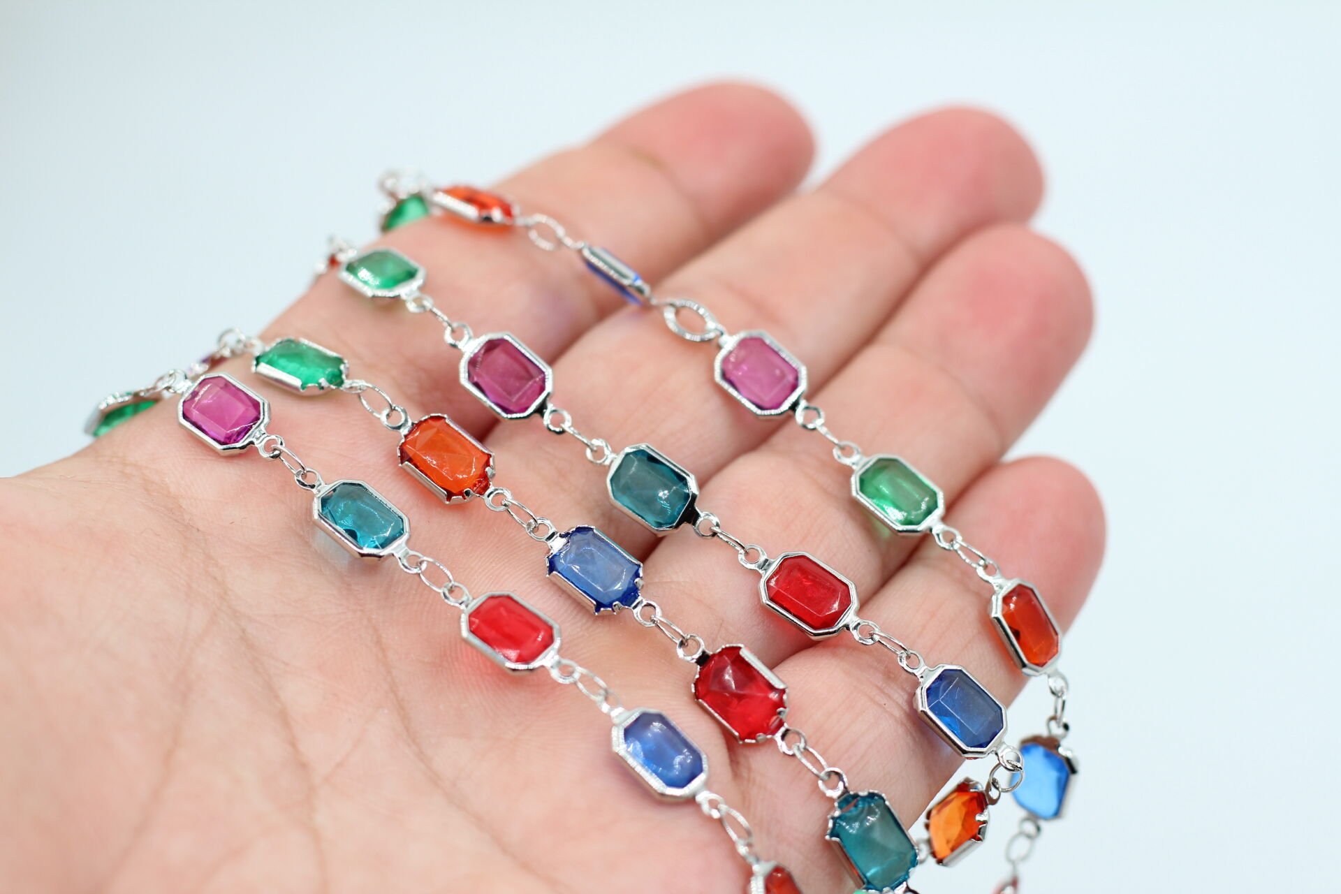 Rodyum Kaplama Mix Dikdörtgen Zincir