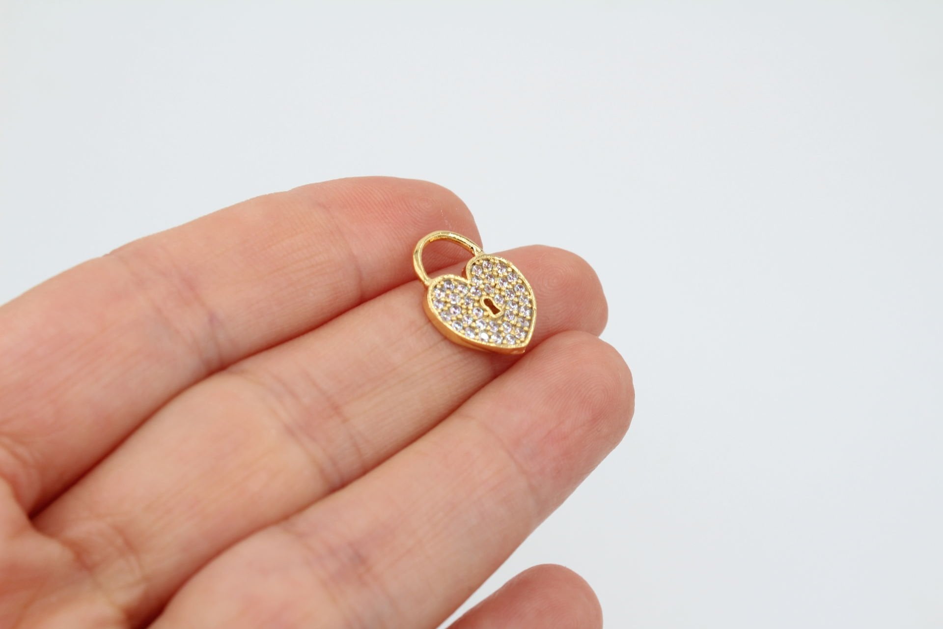 Altın Kaplama Yeni Zirkon Kilitli Kalp