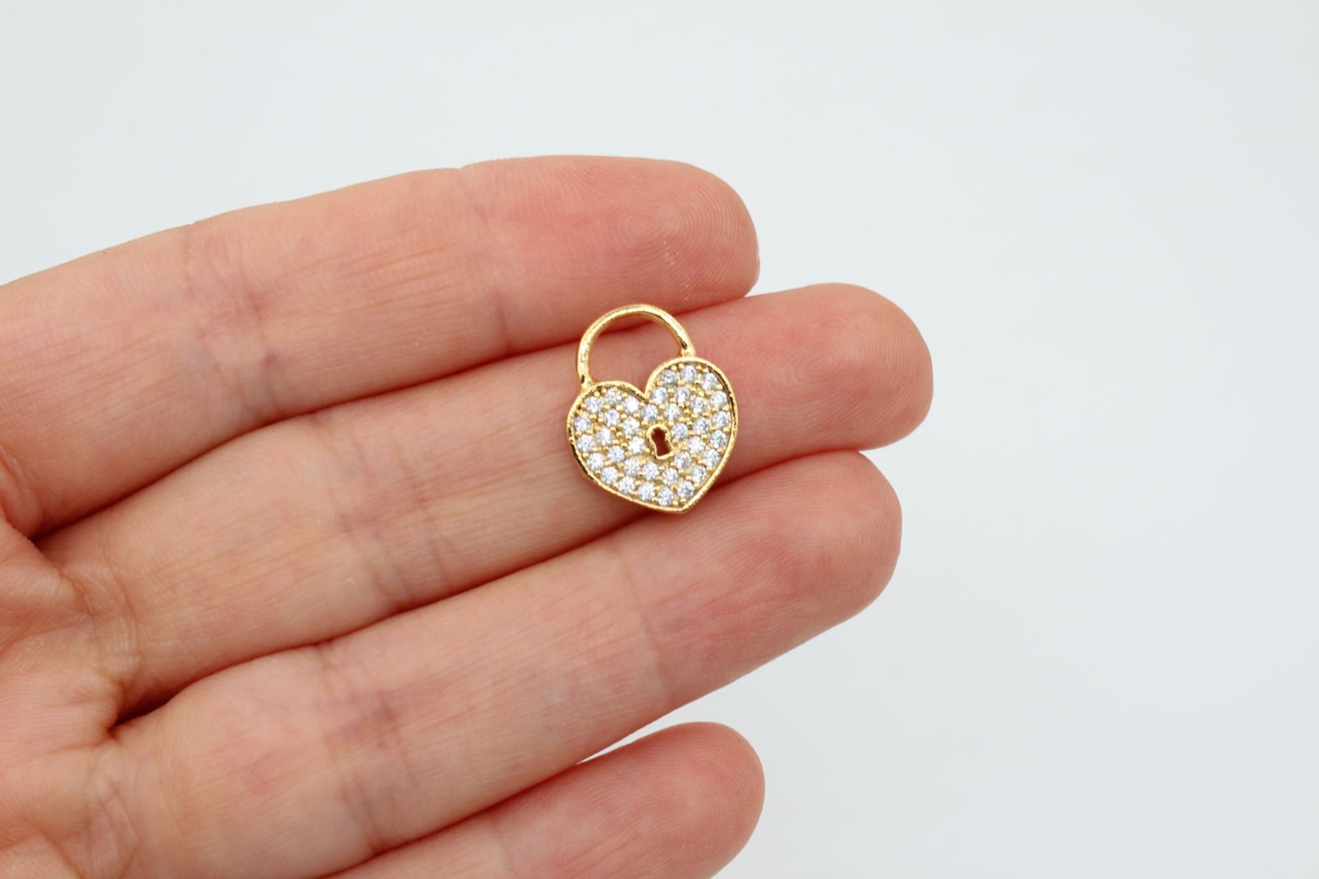 Altın Kaplama Yeni Zirkon Kilitli Kalp