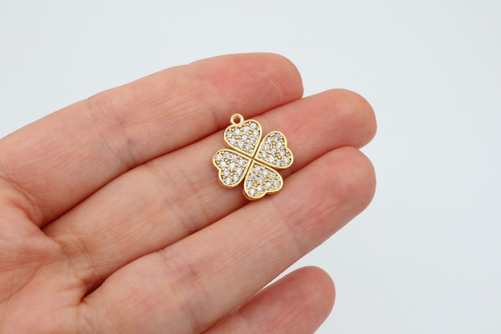 Altın Kaplama Zirkon Taşlı Yonca