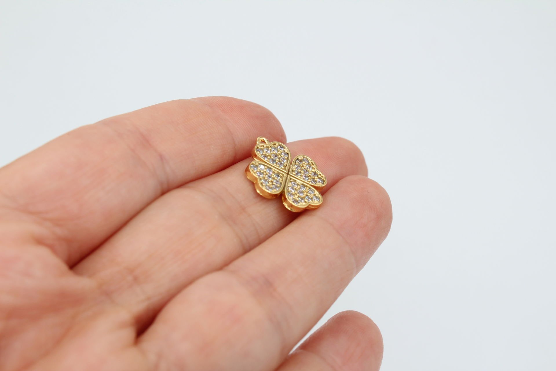 Altın Kaplama Zirkon Taşlı Yonca