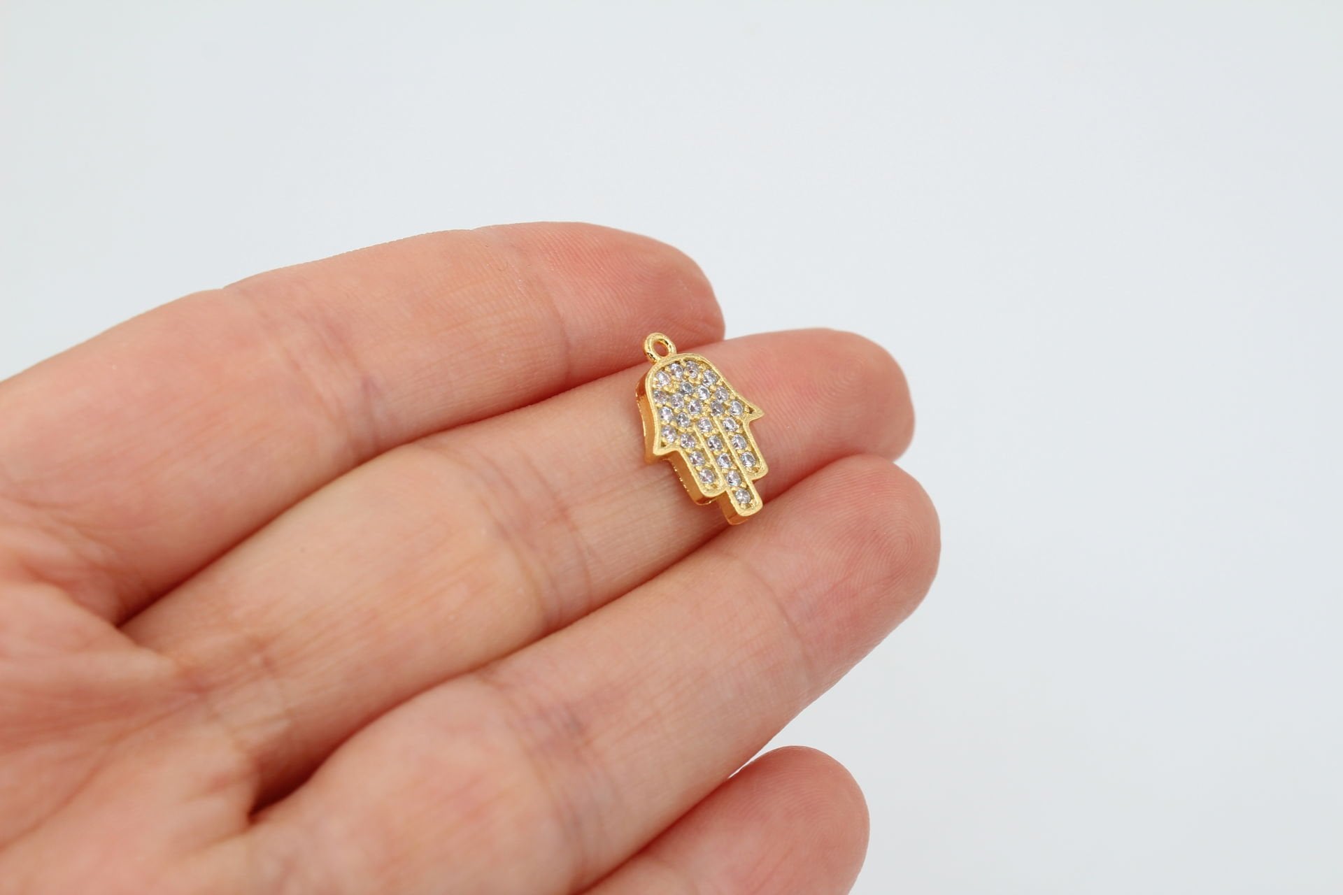 Altın Kaplama Zirkon Taşlı Fatma Ana Eli