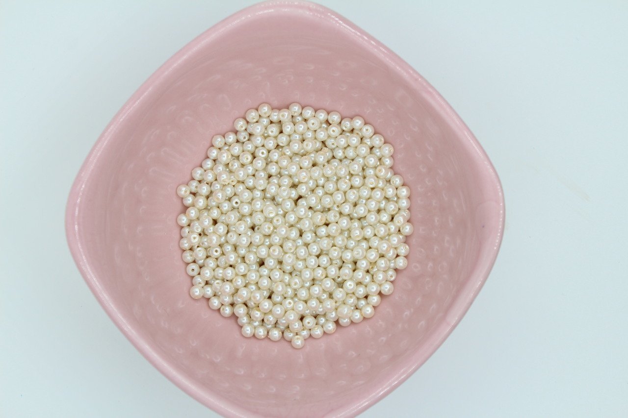 4mm Krem Cam İnci 50gr