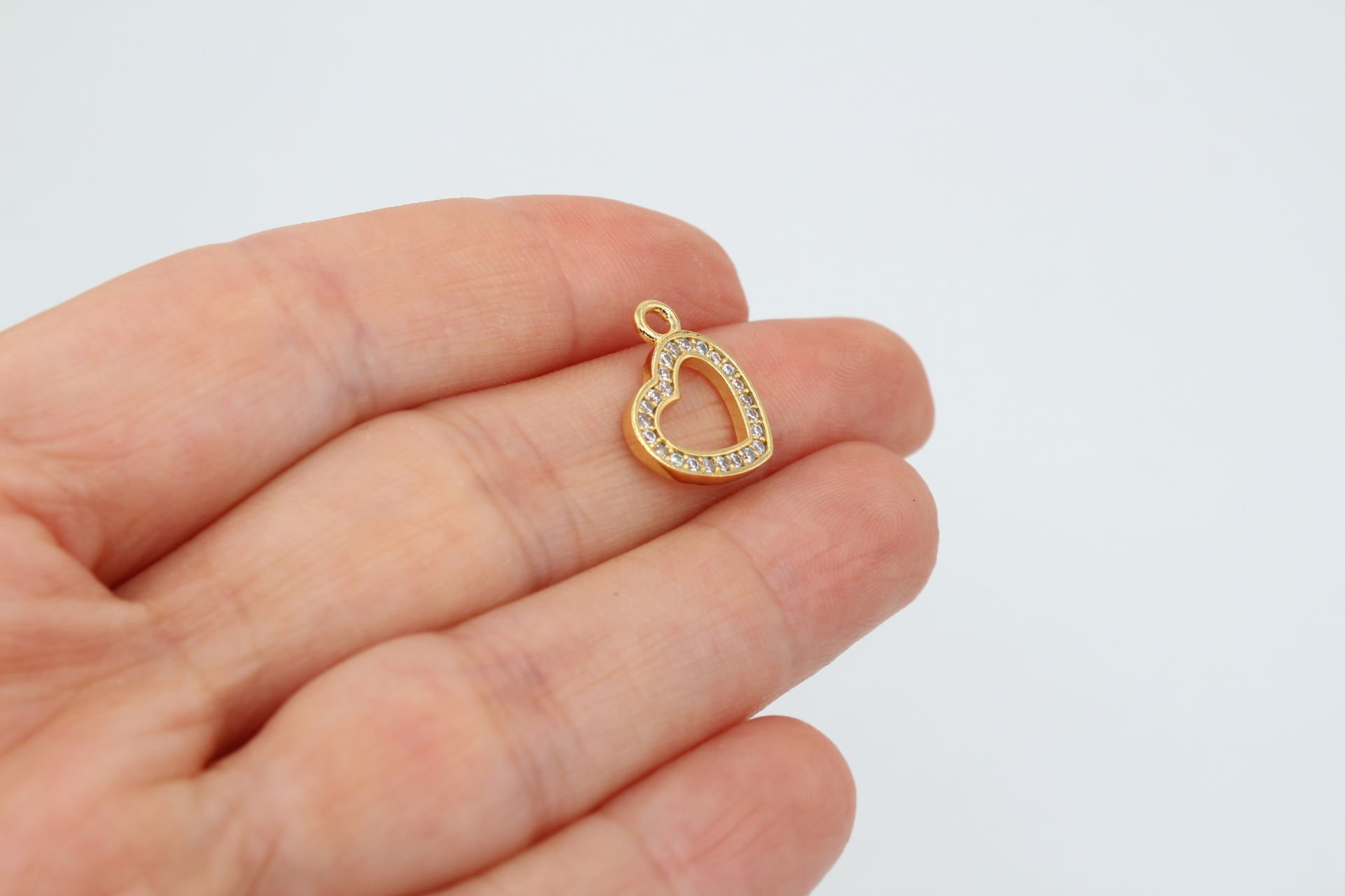 Altın Kaplama Yan Kulp Zirkon Taşlı Kalp