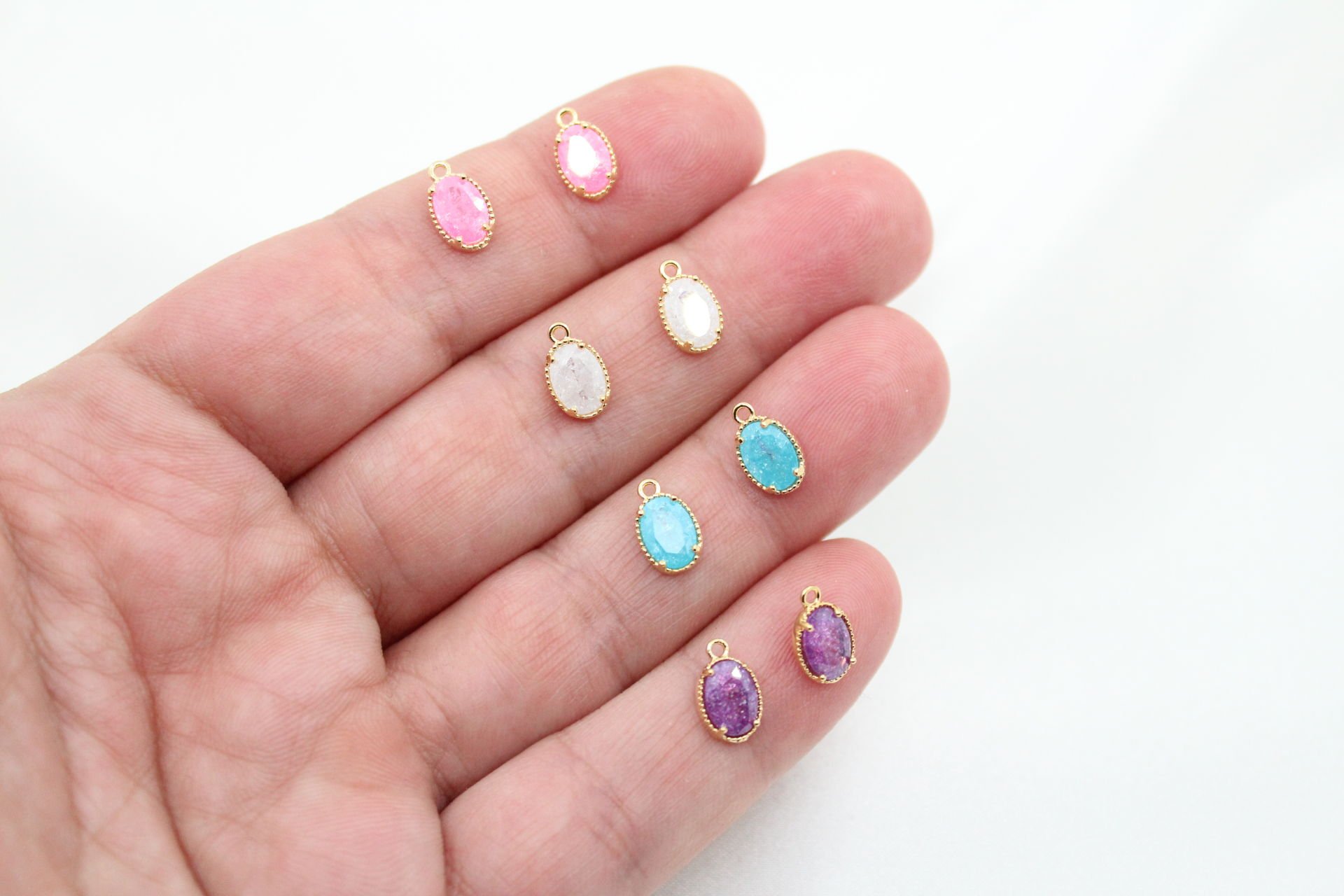 Altın Kaplama Simli Zirkonlu Oval Kolye ucu