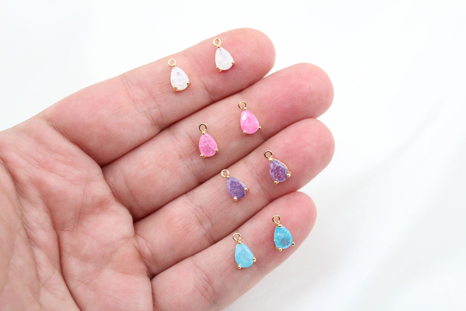 Altın Kaplama Simli Zirkonlu Damla Kolye Ucu