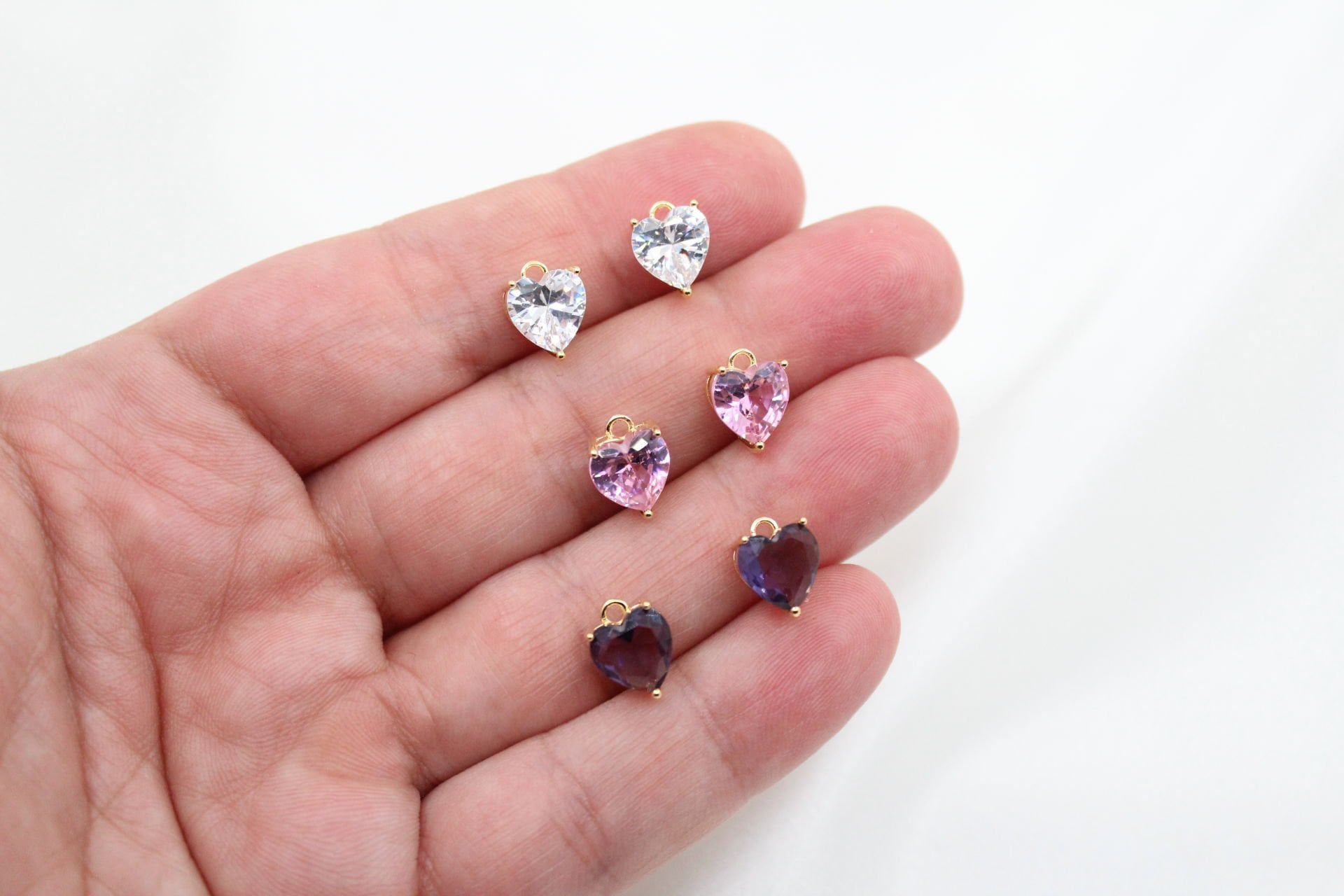 Altın Kaplama 8mm Zirkonlu Kalp Kolye Ucu