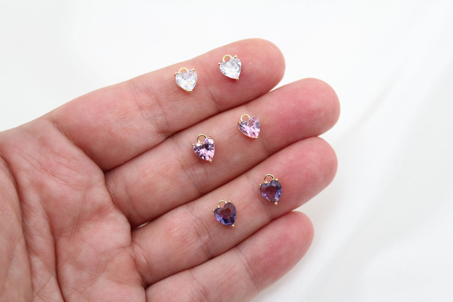 Altın kaplama 6mm Zirkonlu Kalp Kolye Ucu