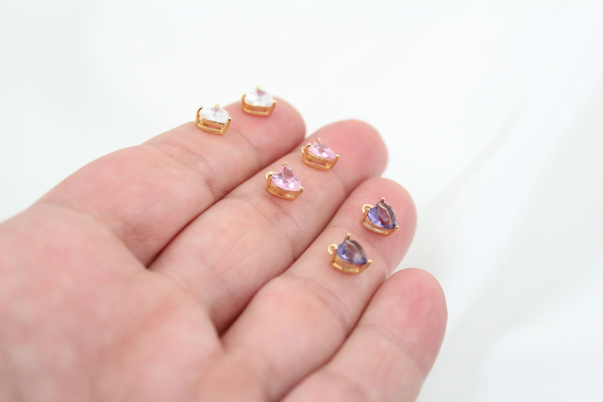 Altın kaplama 6mm Zirkonlu Kalp Kolye Ucu