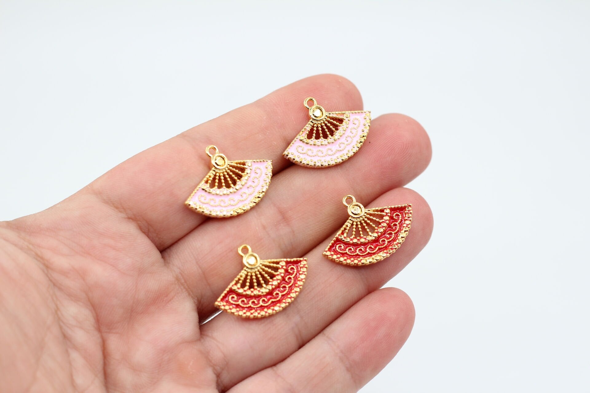 Altın Kaplama Mineli Yeni Yelpaze Kolye Ucu