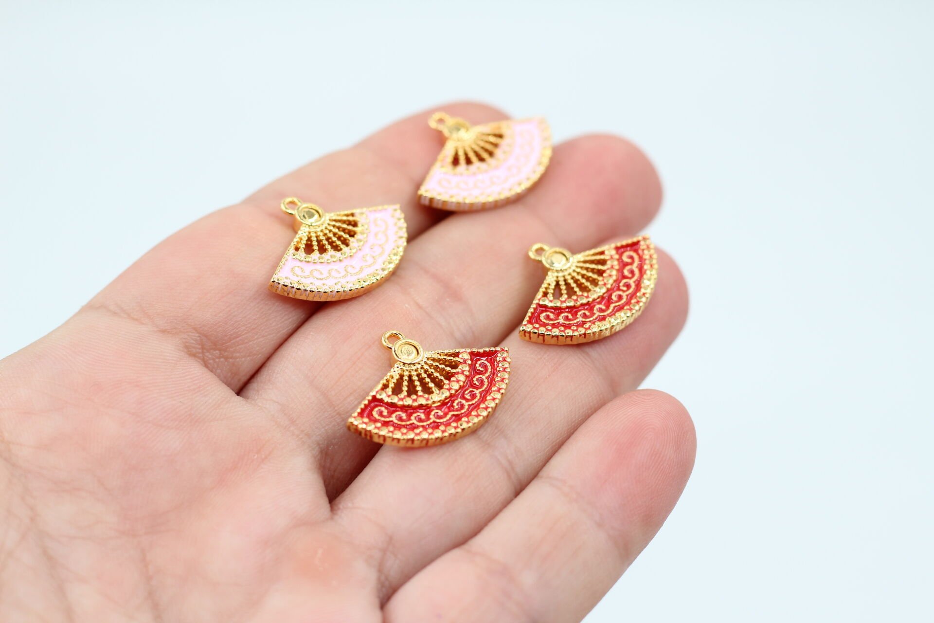 Altın Kaplama Mineli Yeni Yelpaze Kolye Ucu