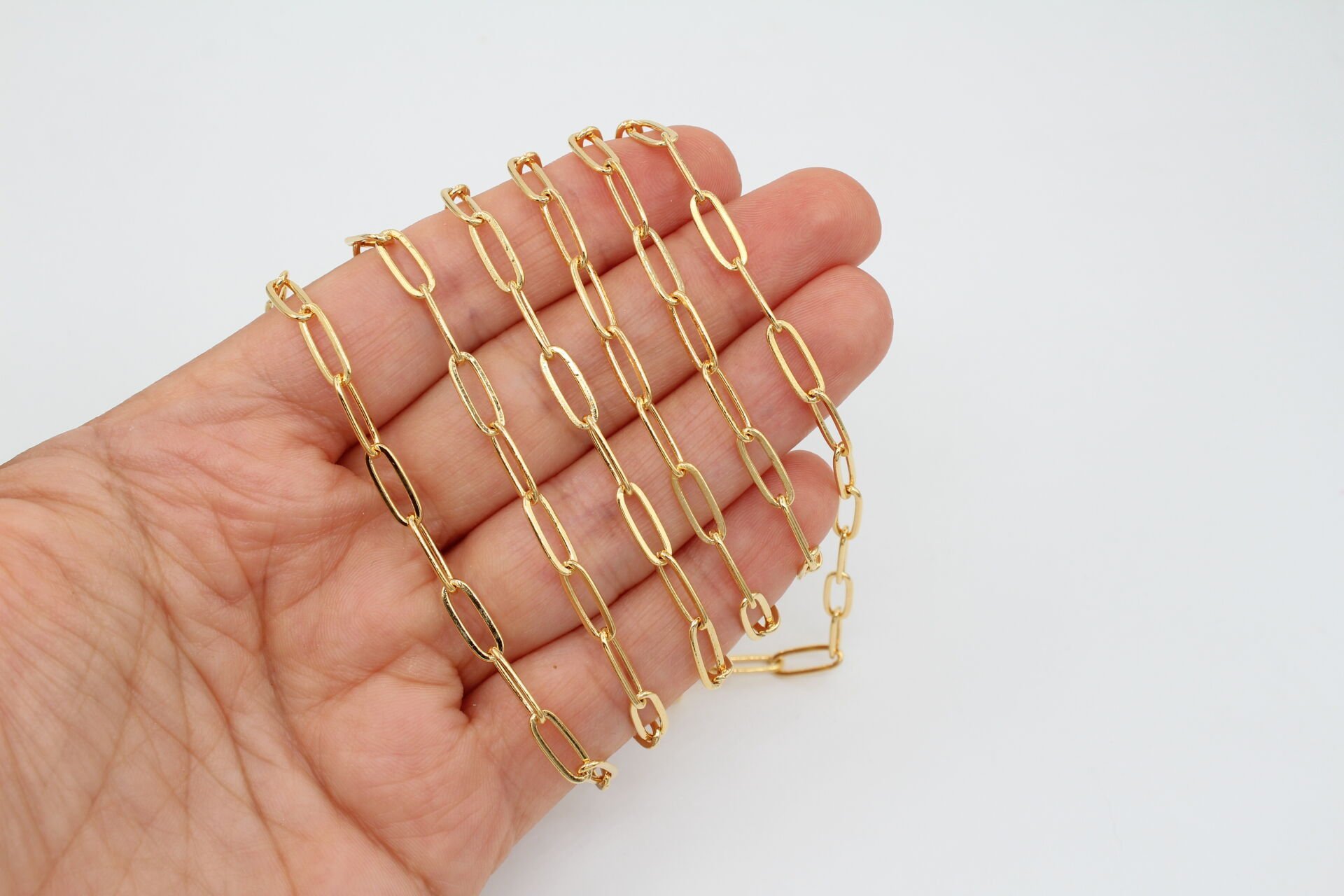 Altın Kaplama Büyük İnce Ataç Zincir 1mt