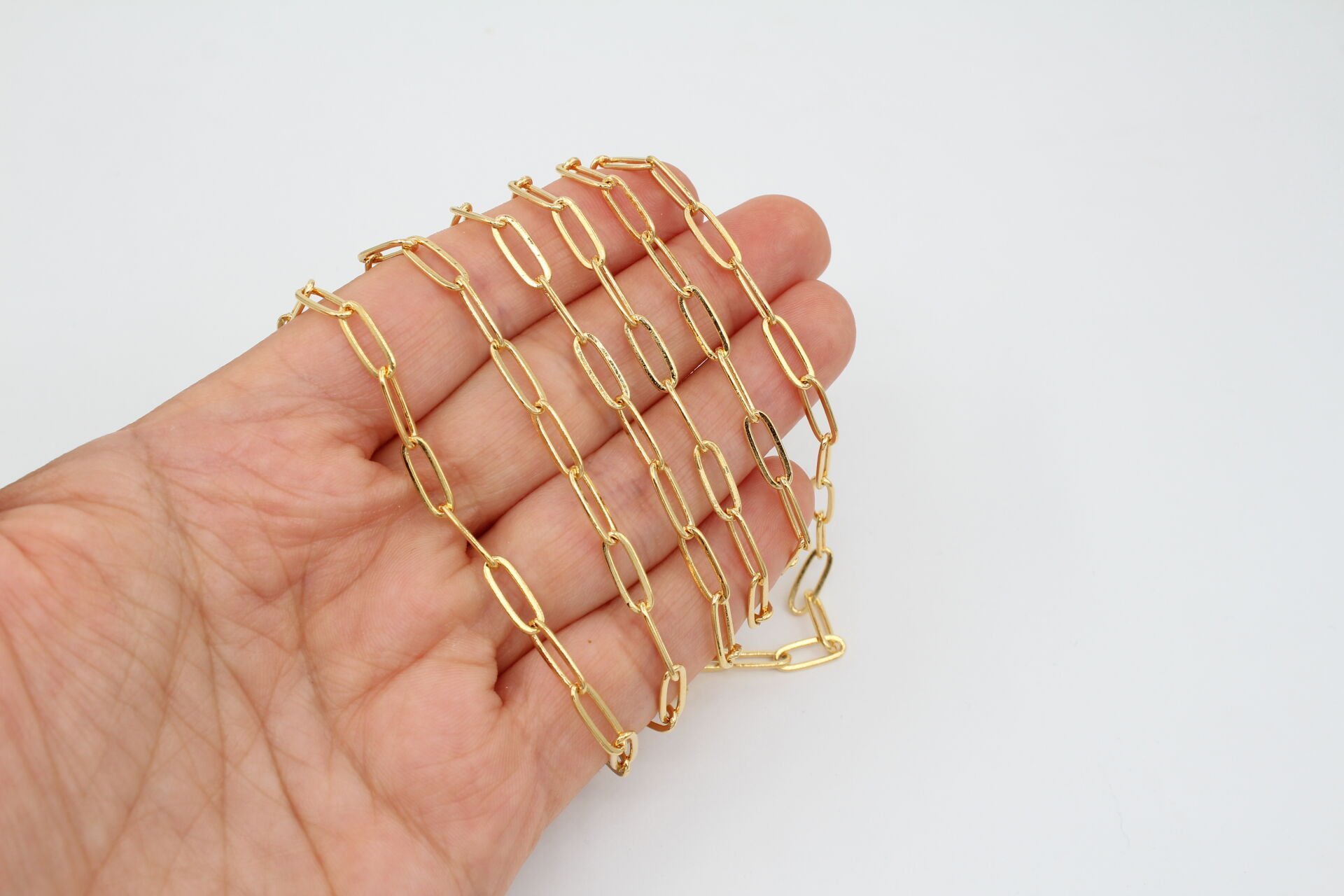 Altın Kaplama Büyük İnce Ataç Zincir 1mt