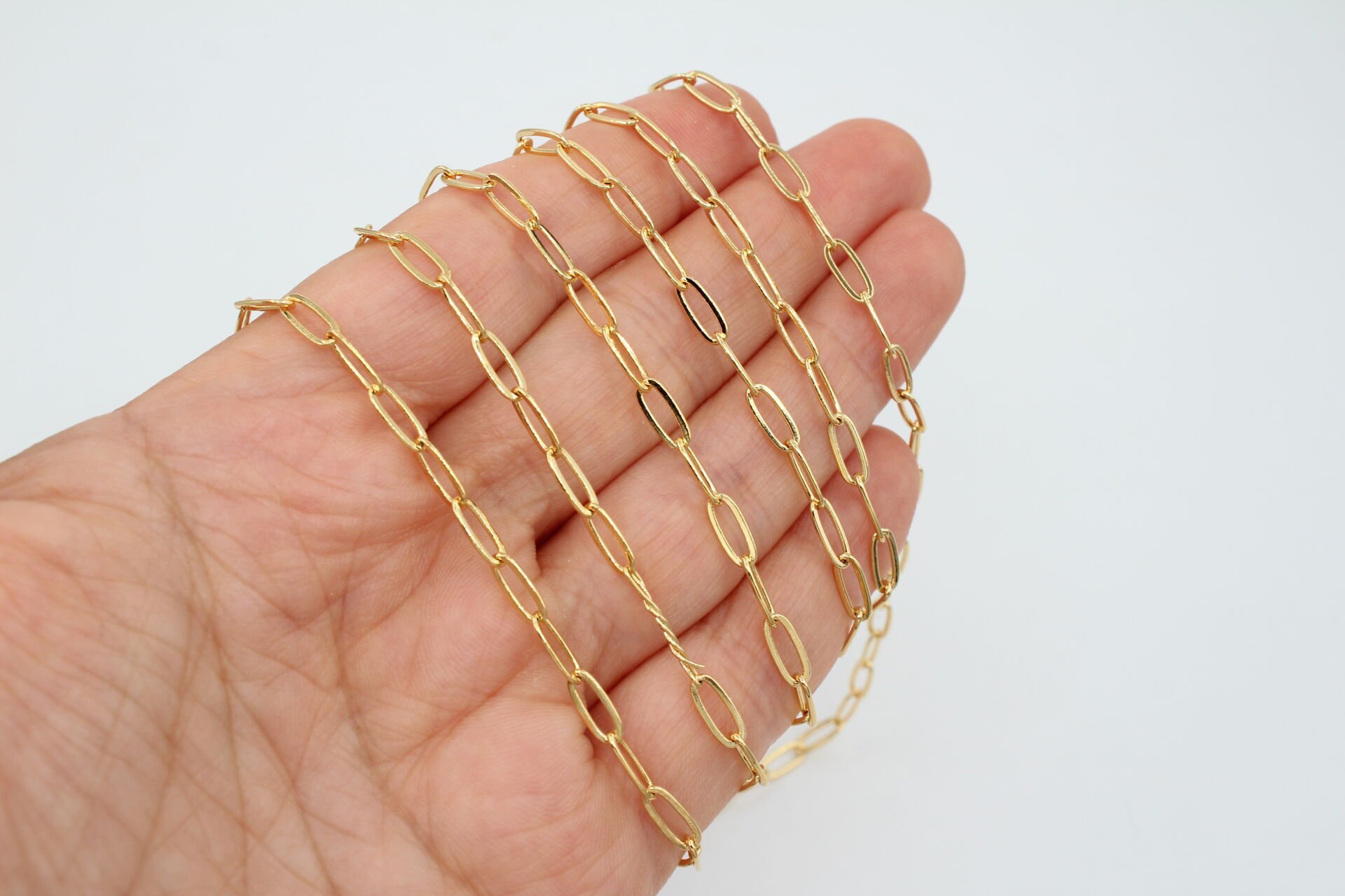 Altın Kaplama Orta İnce Ataç Zincir 1mt