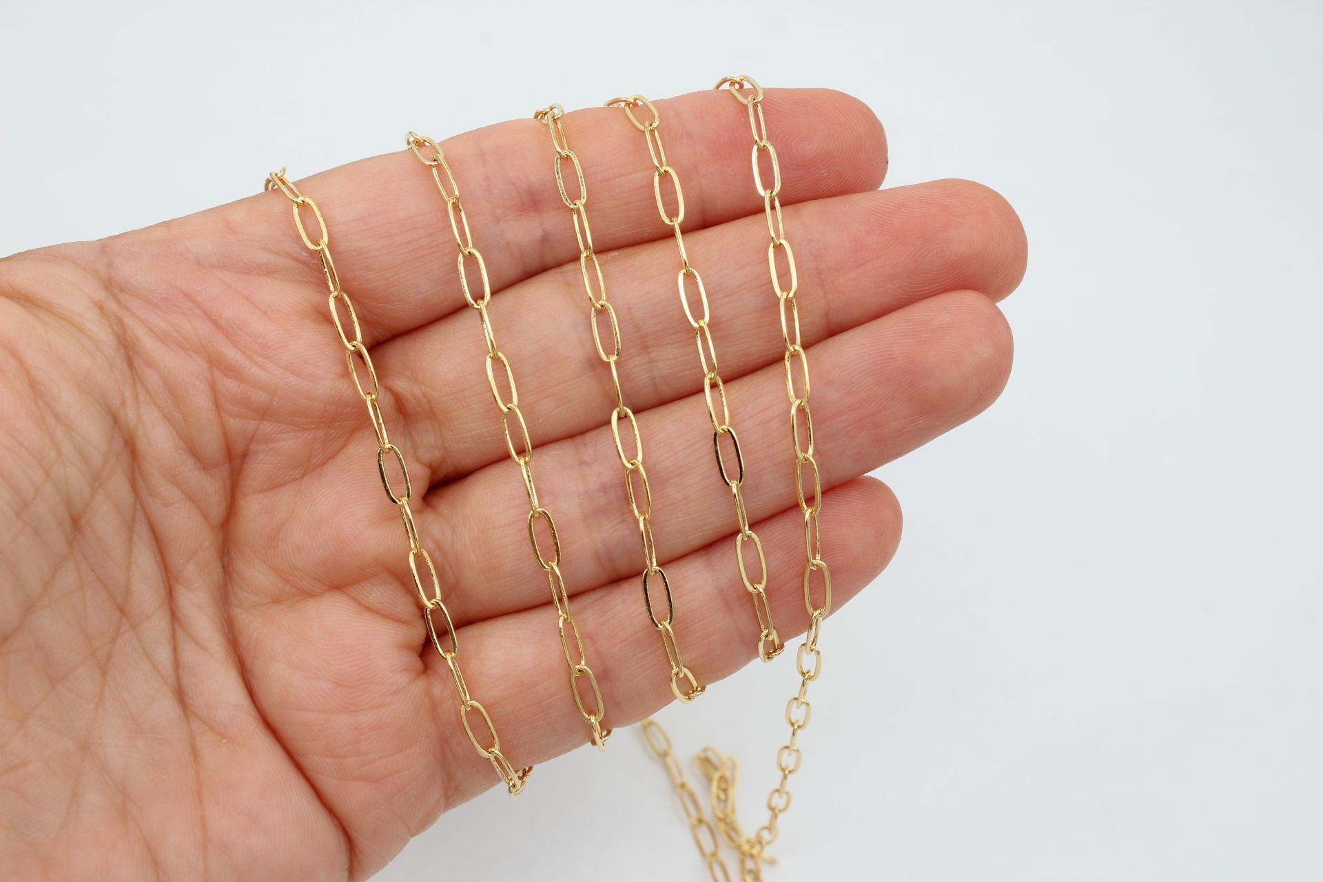 Altın Kaplama Küçük İnce Ataç Zincir 1mt