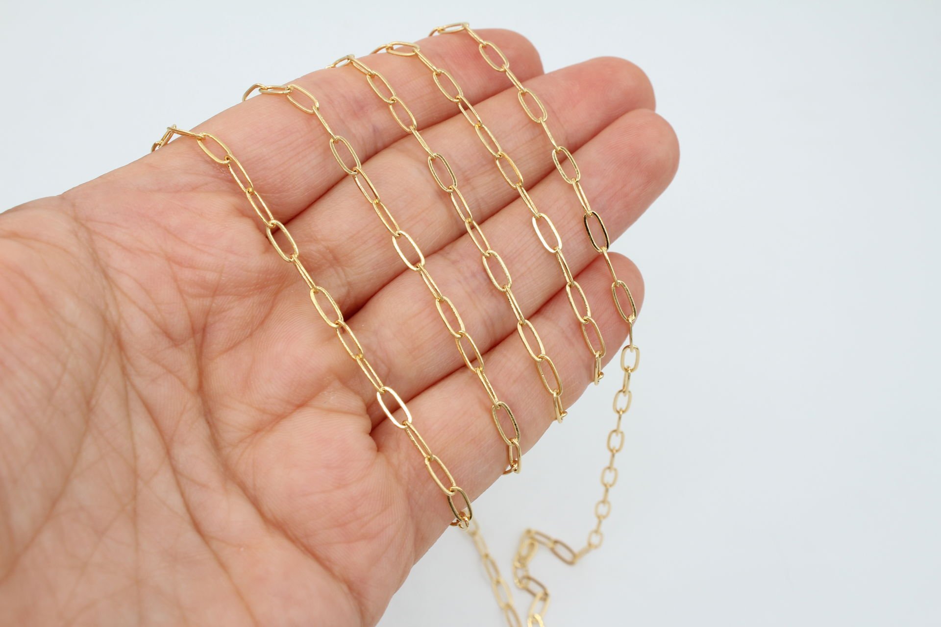 Altın Kaplama Küçük İnce Ataç Zincir 1mt