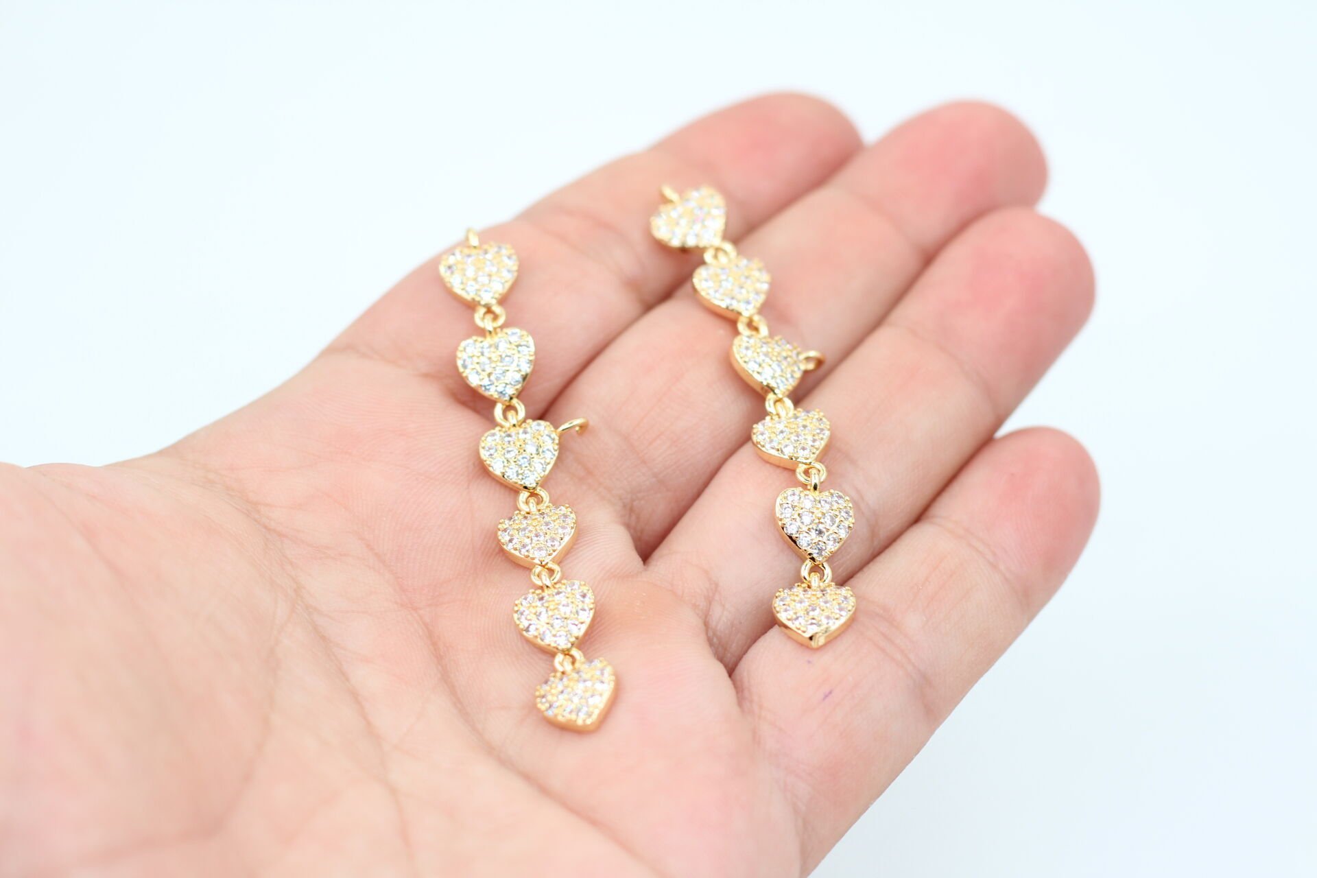 Altın Kaplama Zirkon Kalpli Y Kolye Ucu