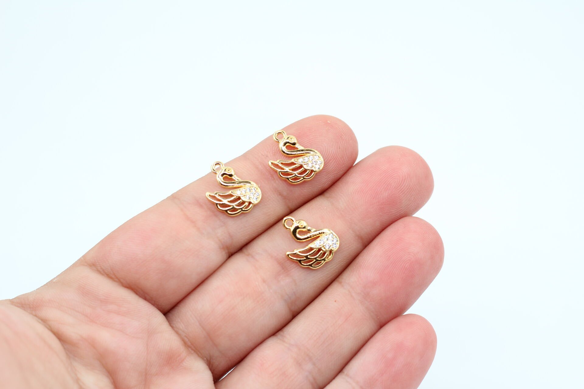 Altın Kaplama Zirkonlu Kuğu Kolye Ucu