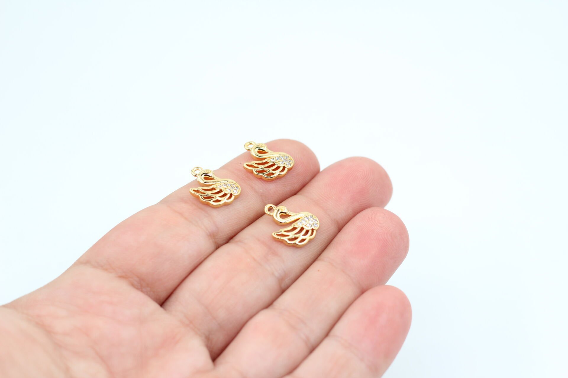 Altın Kaplama Zirkonlu Kuğu Kolye Ucu