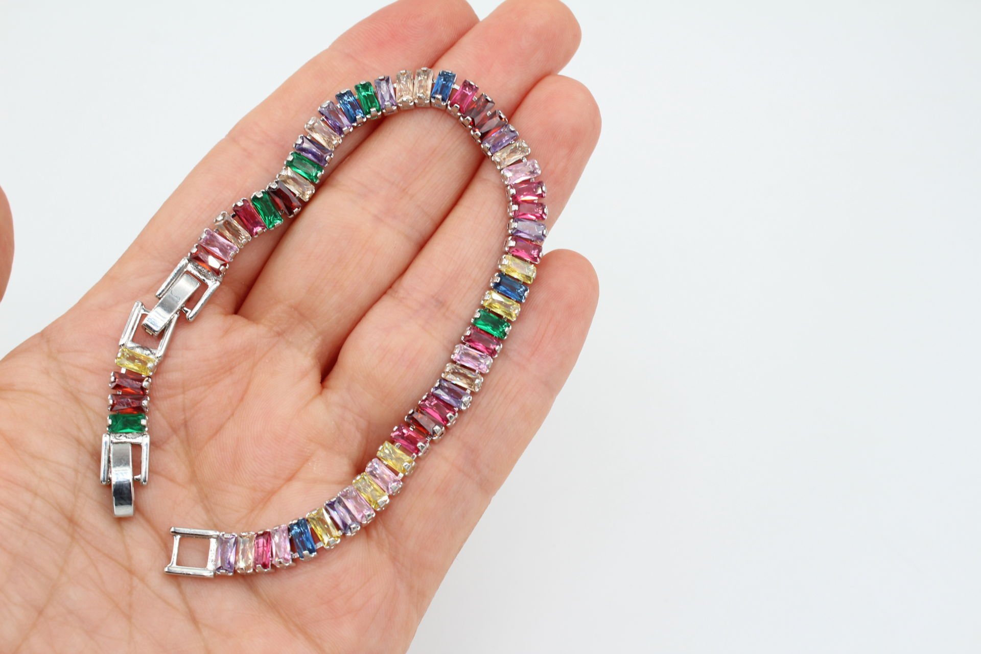 Rodyum Kaplama Baget Taşlı Mix Bileklik