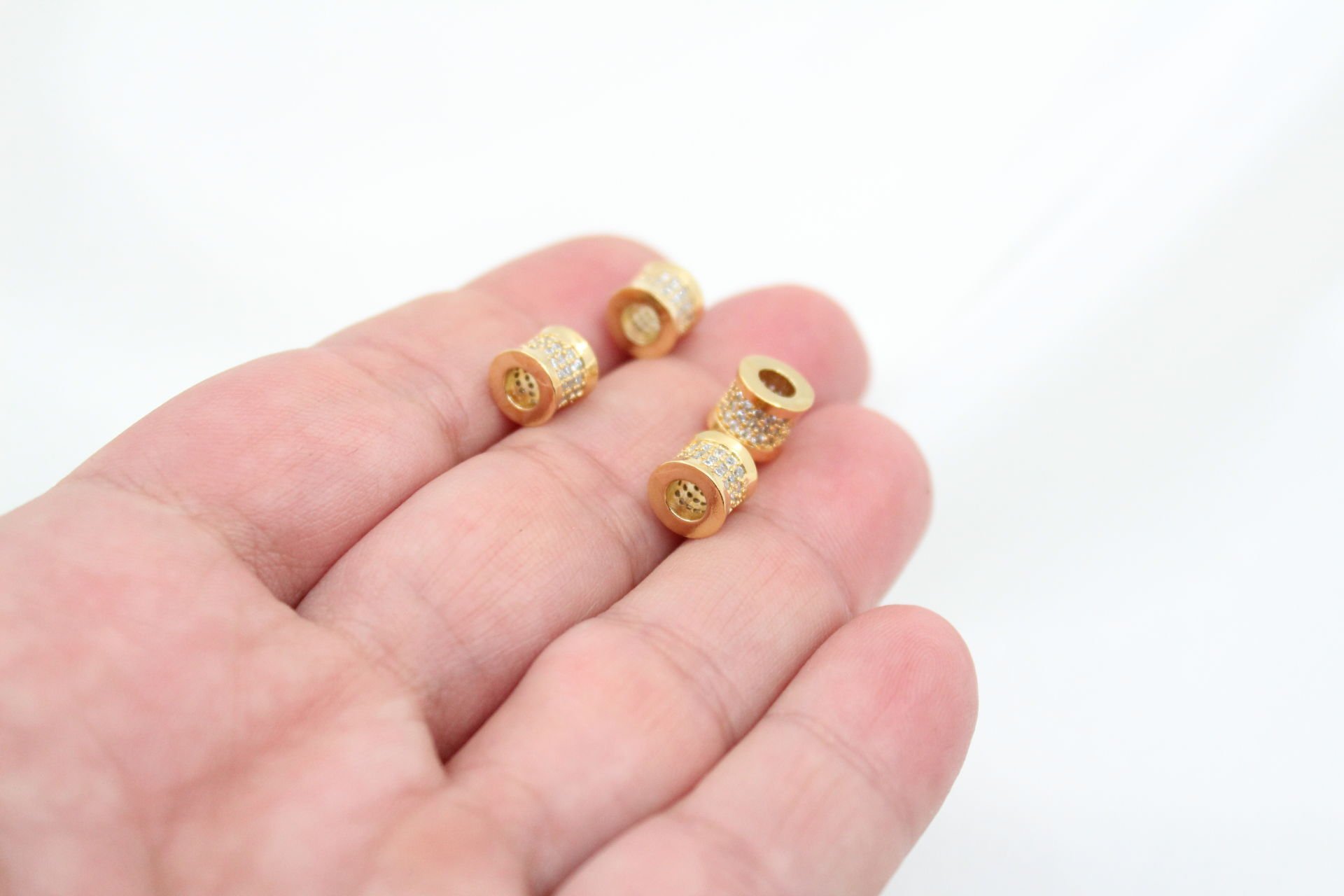 Altın Kaplama Yuvarlak Kenarları Döküm Boncuk Arası