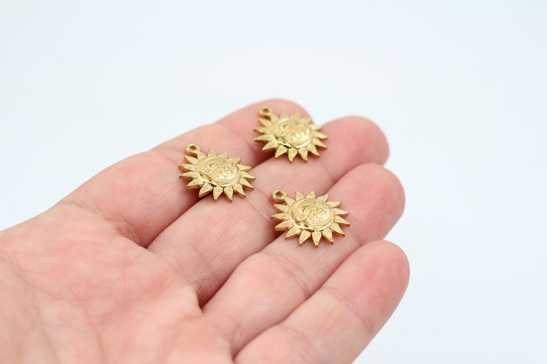 Çelik Güneş Ay Kolye Ucu