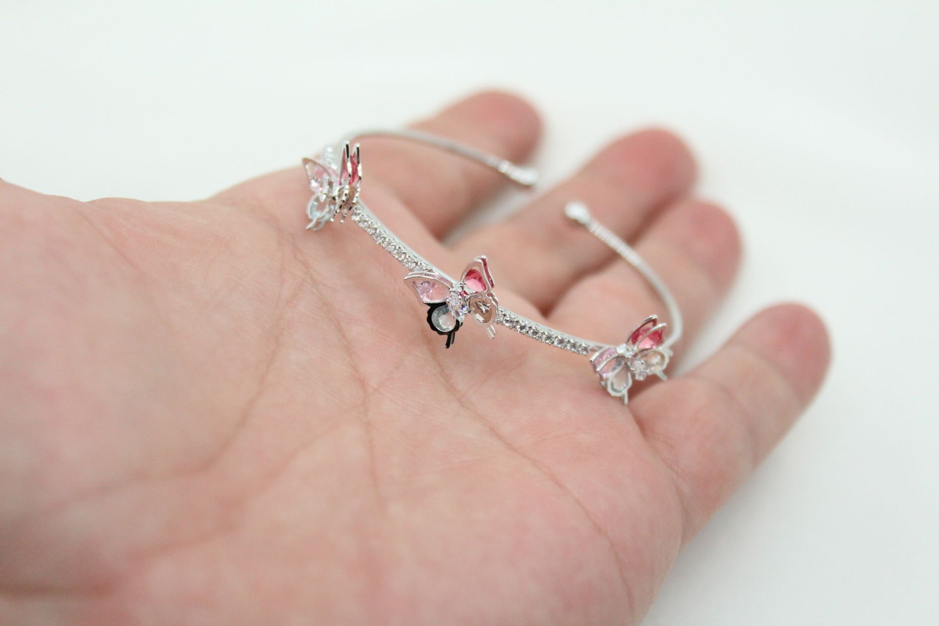 Rodyum  Kaplama Mix Kelebek Bileklik