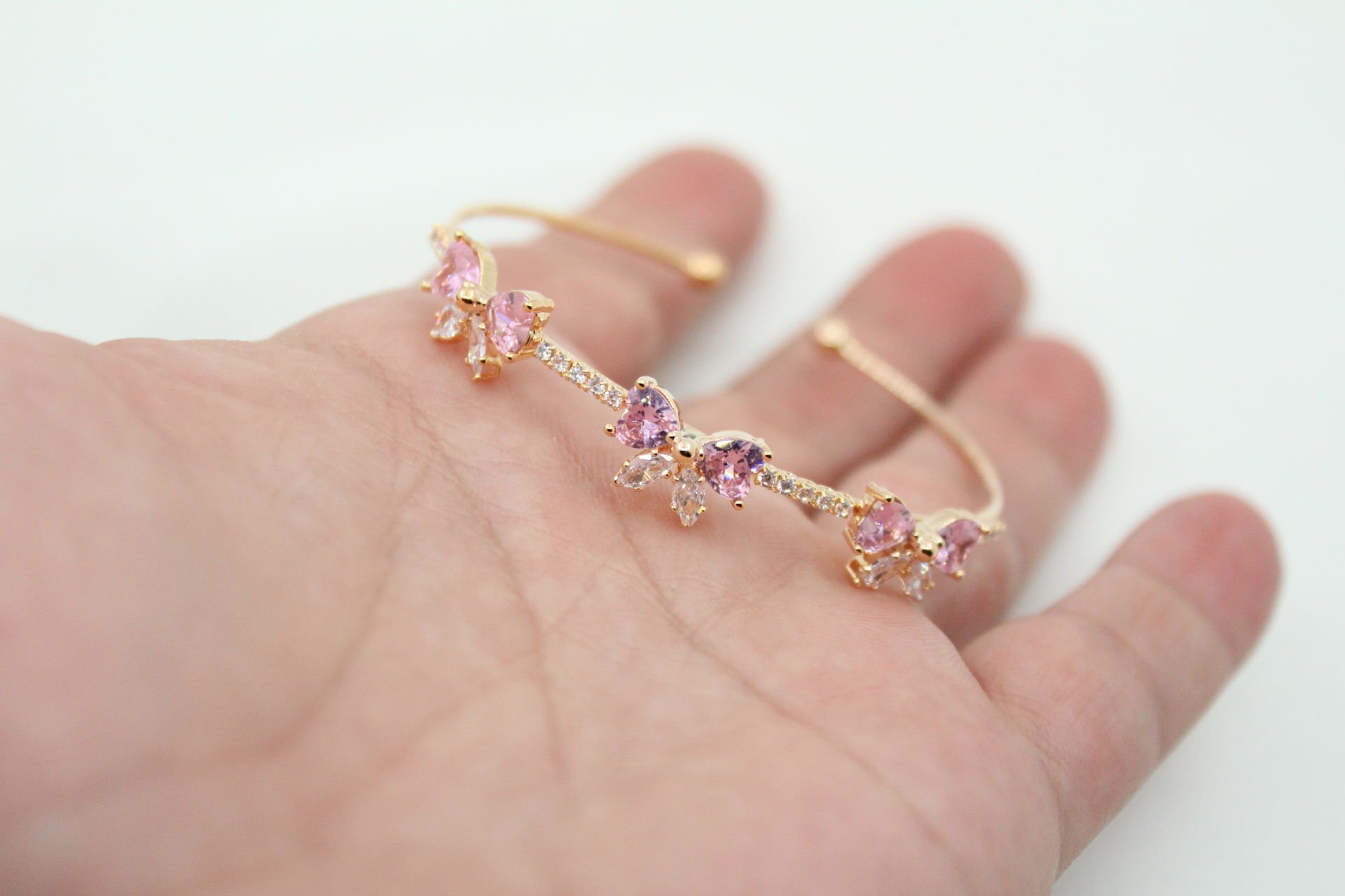 Altın Kaplama Pembe Fiyonk Bileklik