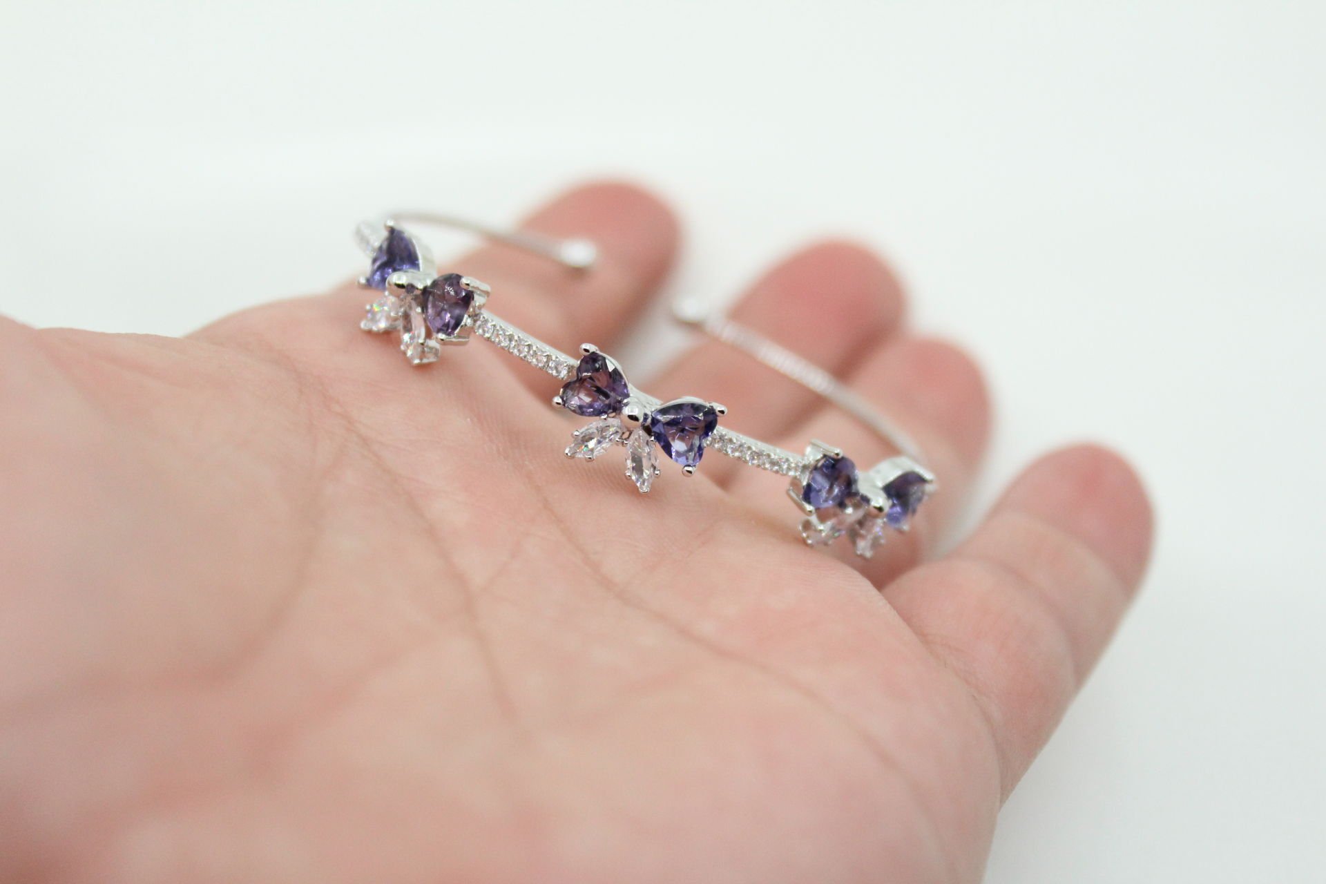 Rodyum Kaplama Lila Fiyonk Bileklik