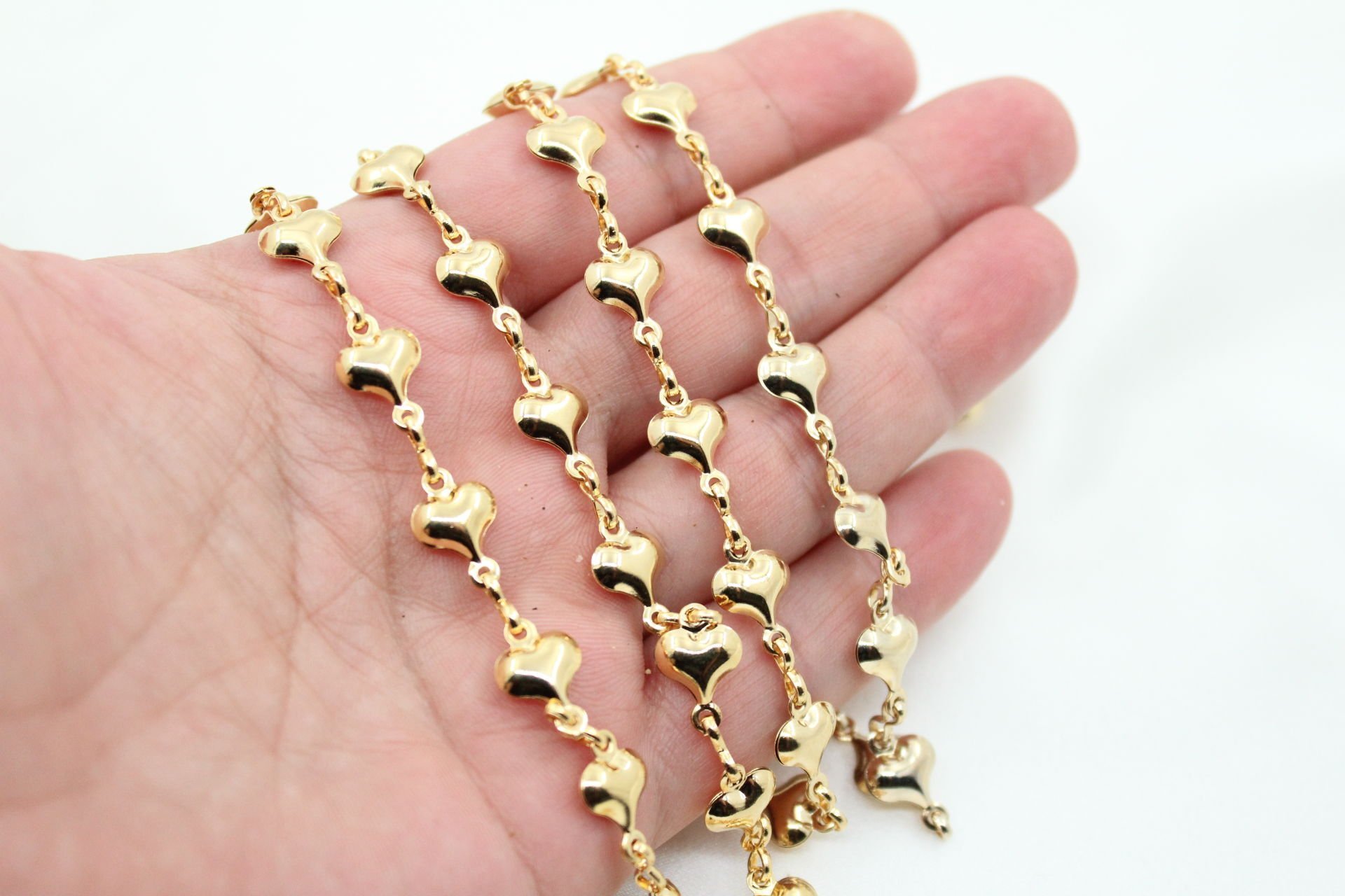 Altın Kaplama Metal Kalpli Zincir