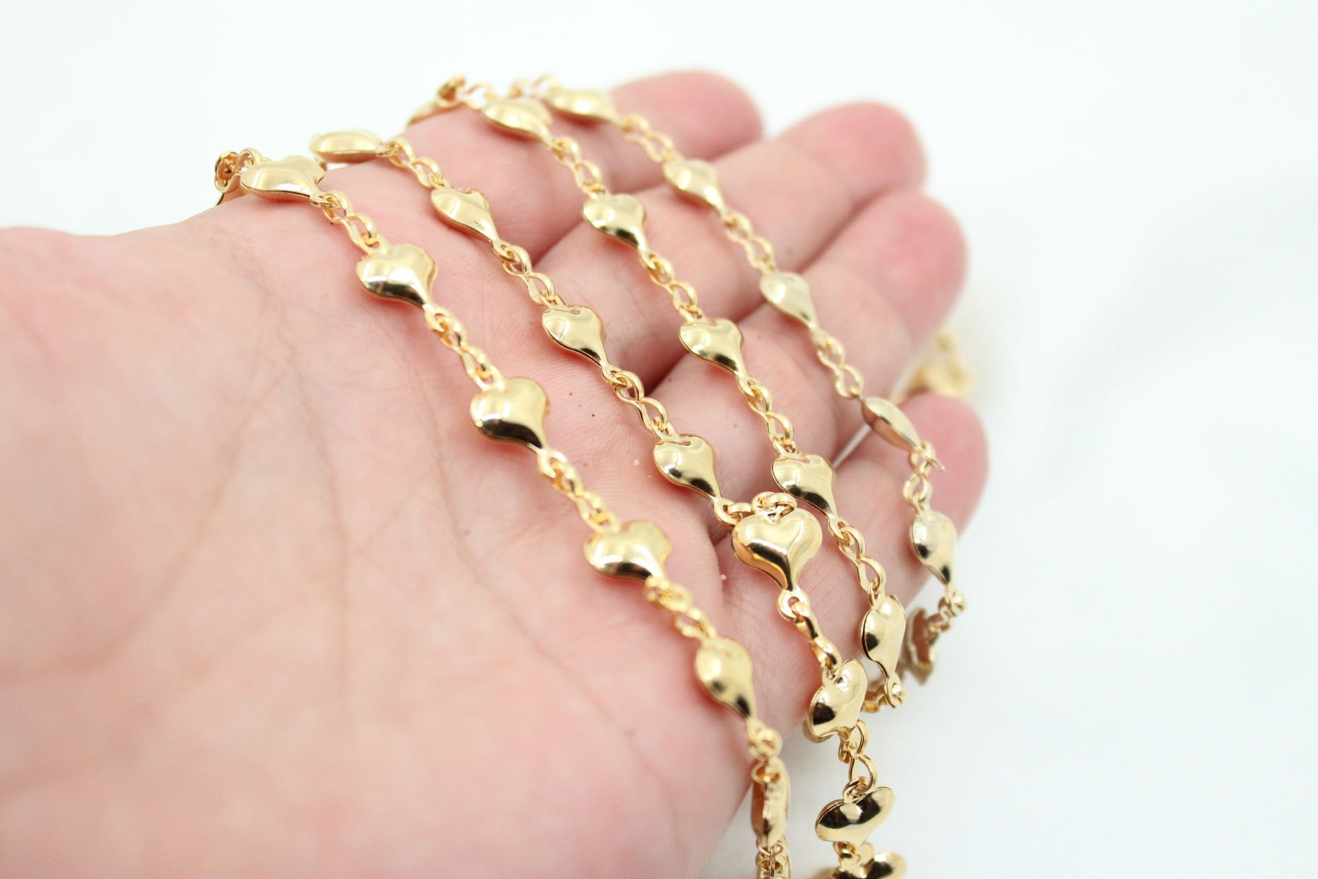 Altın Kaplama Metal Kalpli Zincir