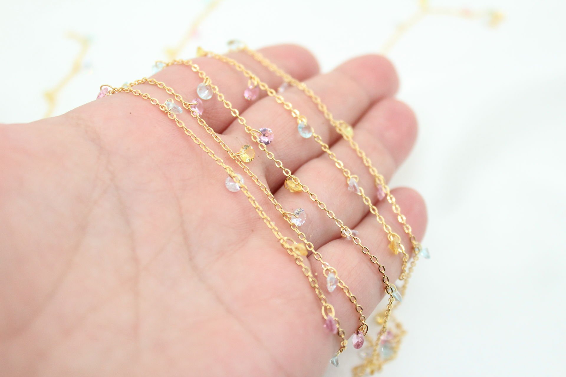 Altın Kaplama Mix Zirkonlu Zincir