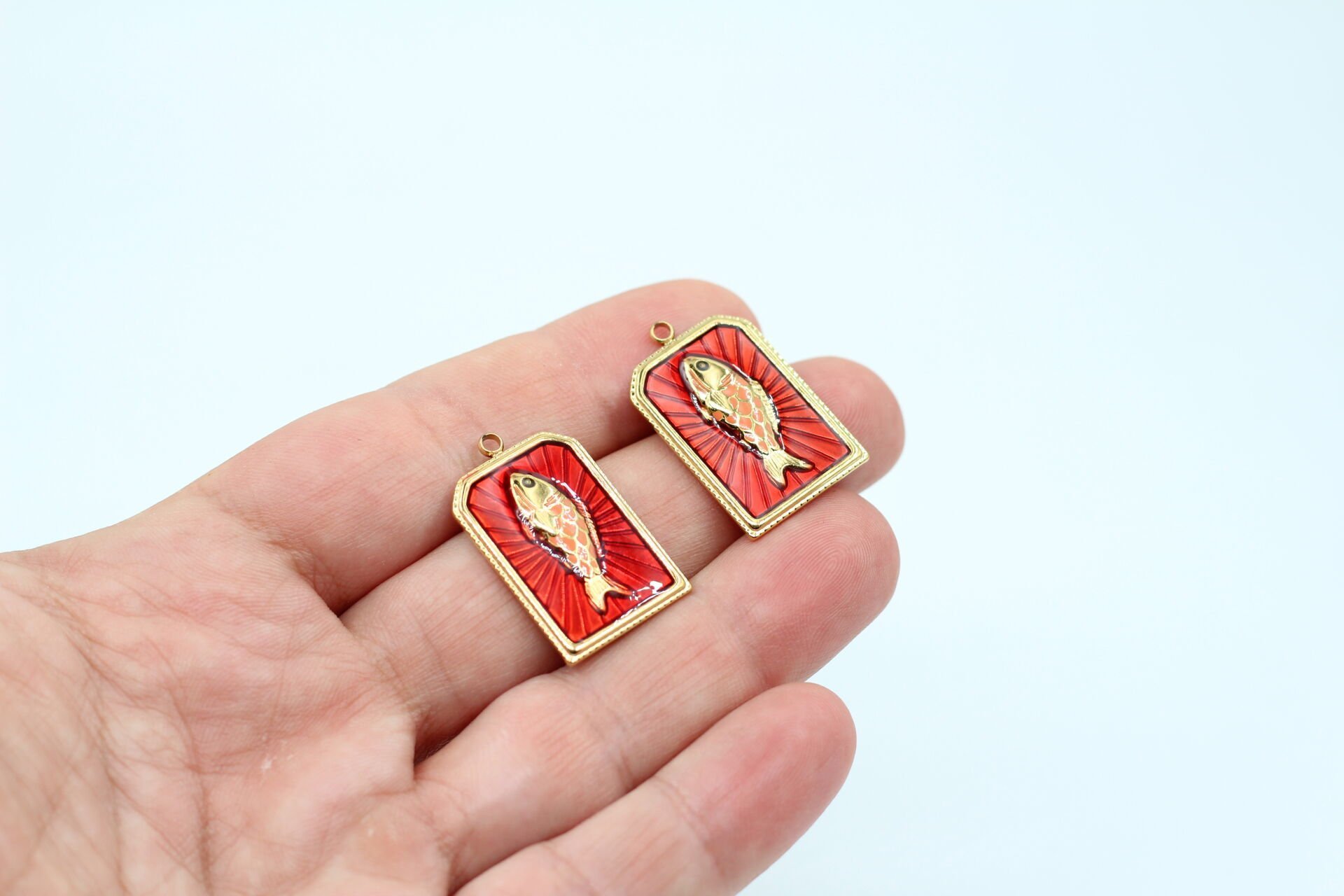 Çelik Kırmızı Balık Kolye Ucu