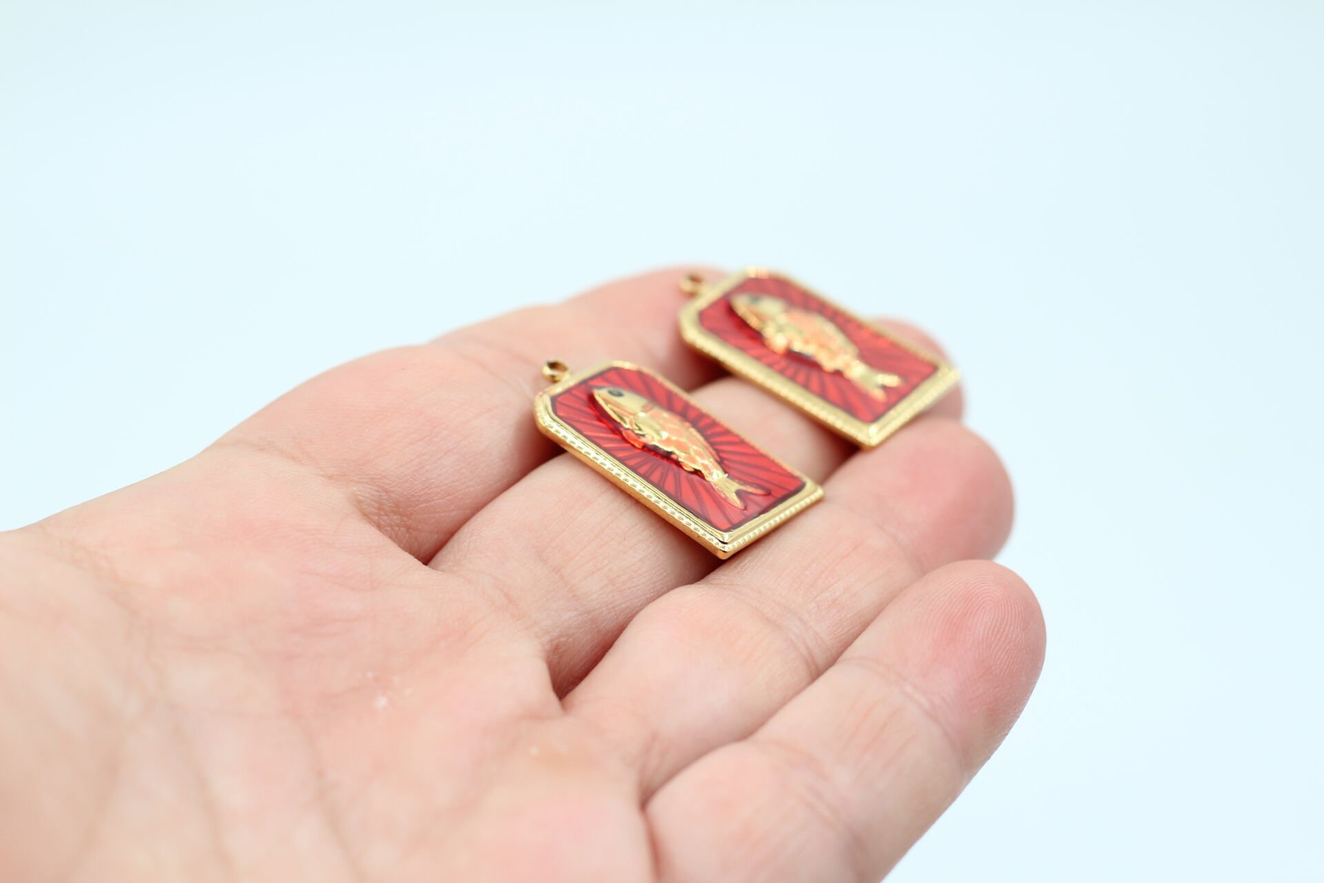 Çelik Kırmızı Balık Kolye Ucu