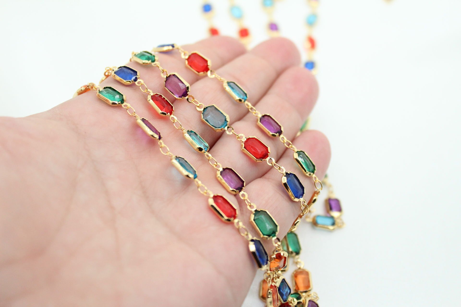 Altın Kaplama Mix Dikdörtgen Zincir