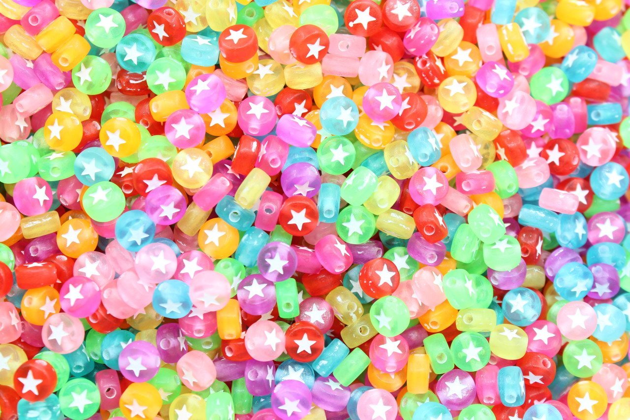 Basık Renkli Yıldız Boncuk 10gr