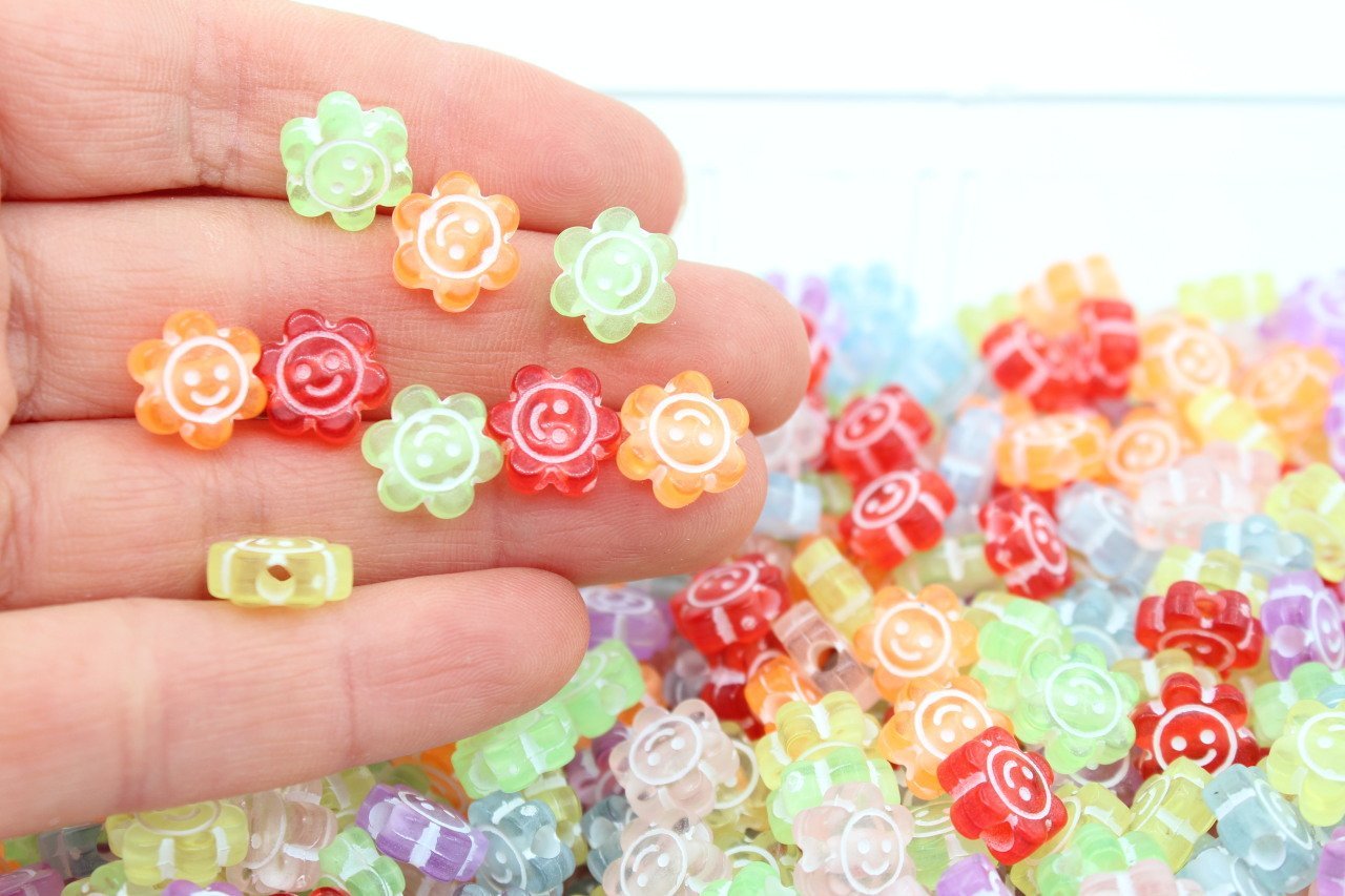 Renkli Çiçek Gülen Yüz Boncuk 10gr