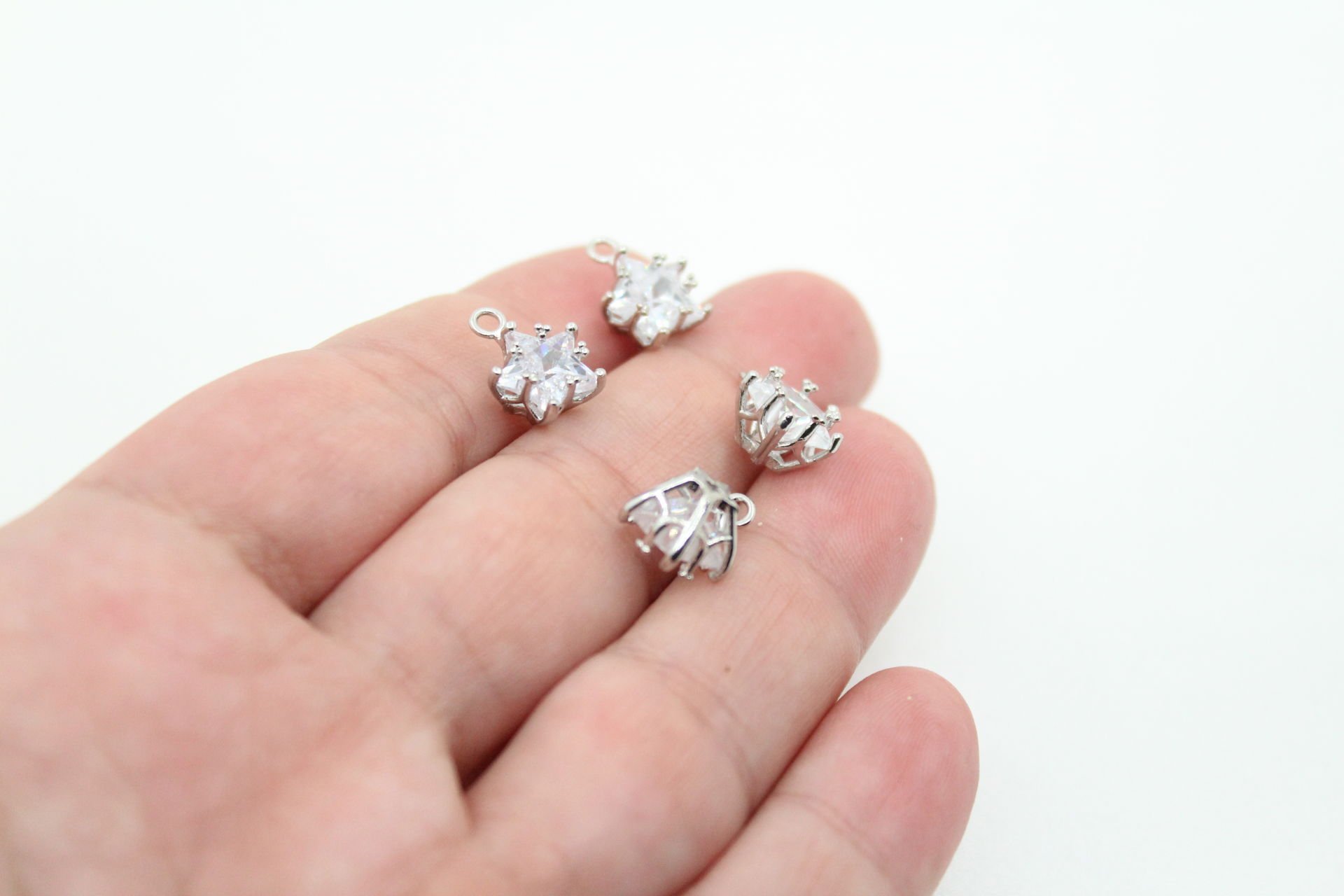 Rodyum Kaplama Büyük Kafesli Yıldız