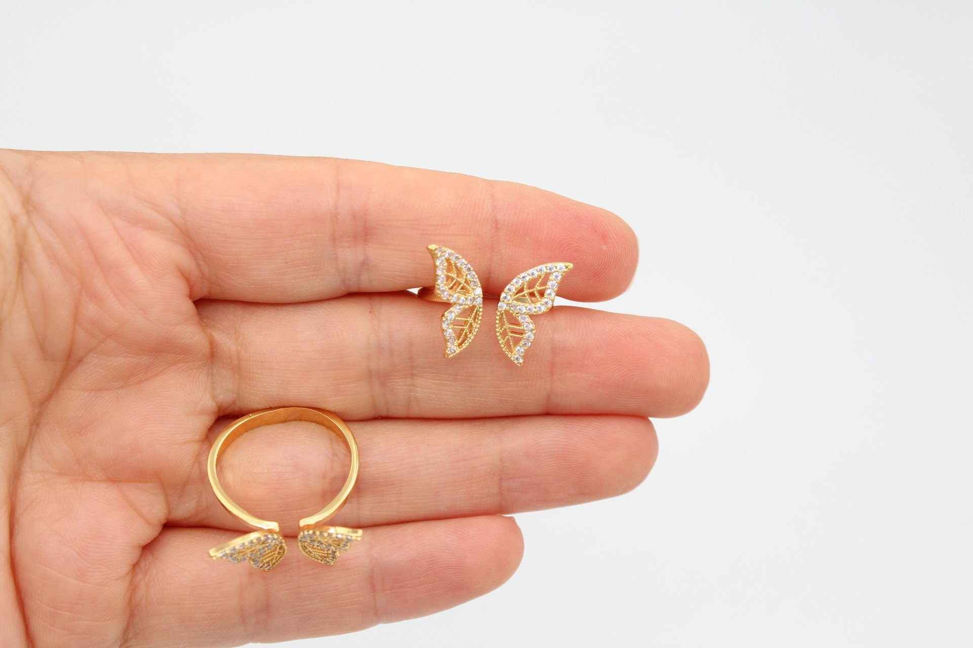 Altın Kap. Zirkonlu Kelebek Yüzük