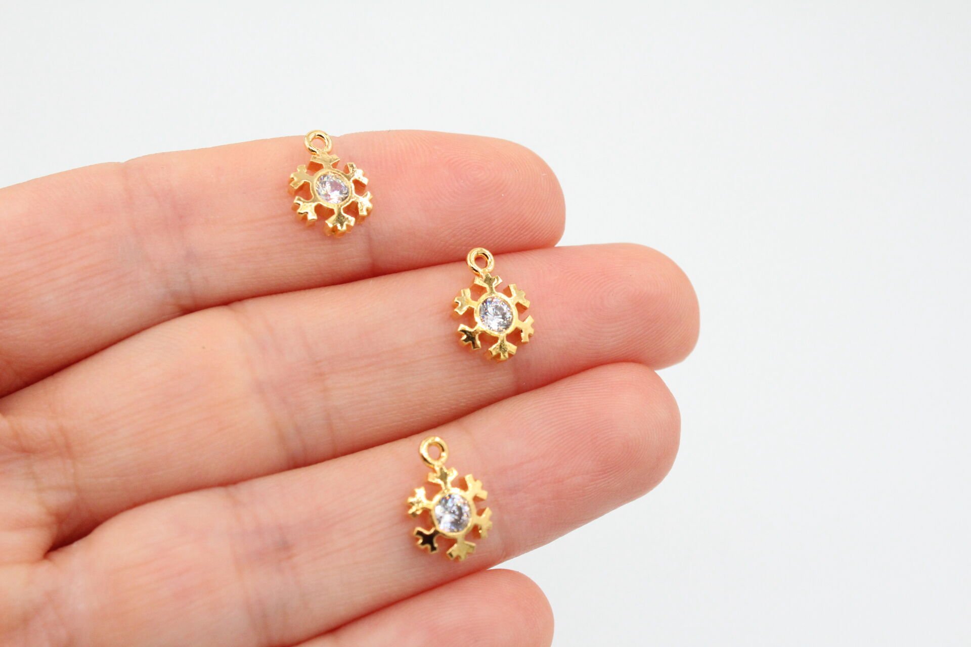 Altın Kaplama Zirkonlu Mini Kar Tanesi