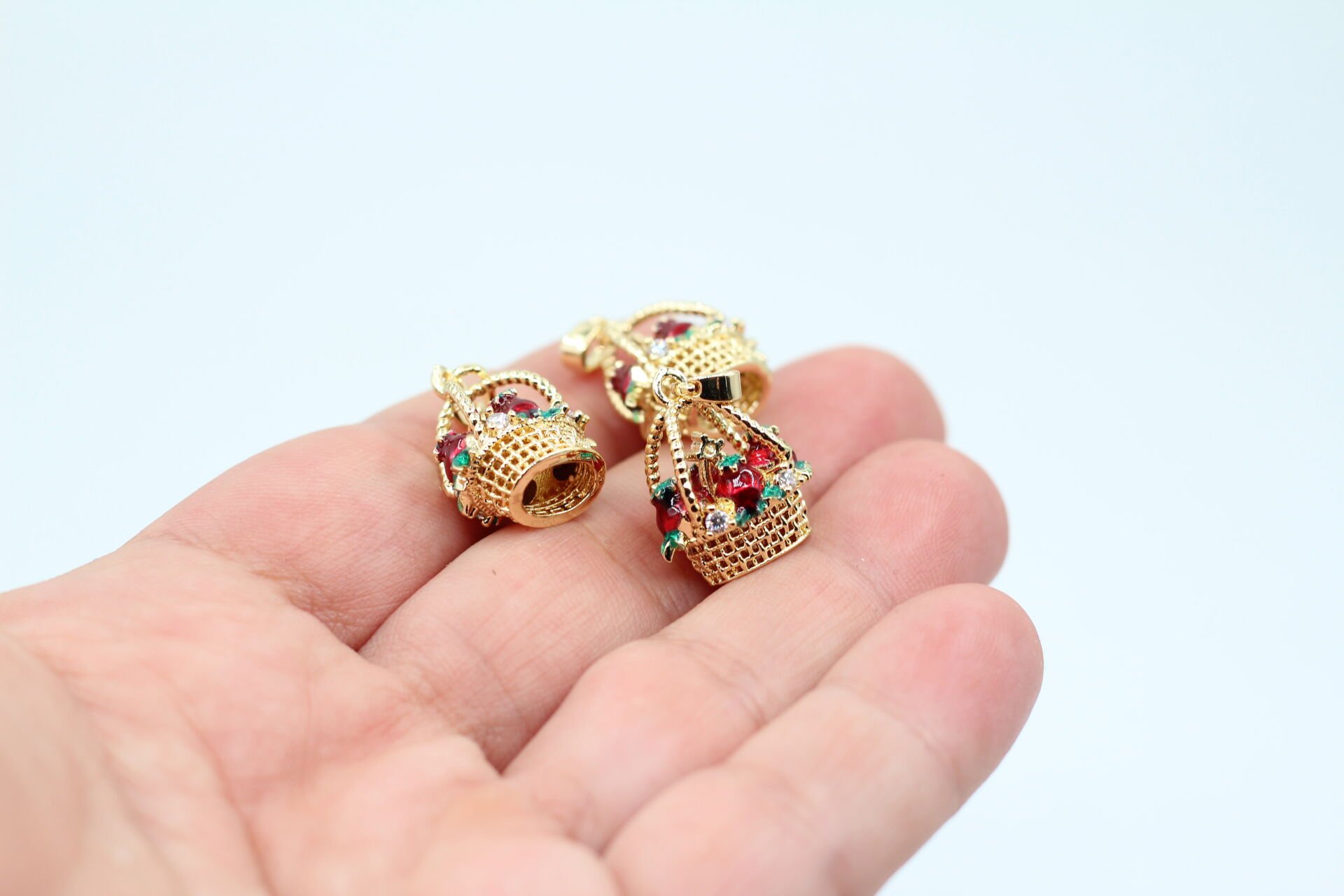 İthal Altın Kaplama 3 Boyutlu Nar Sepeti