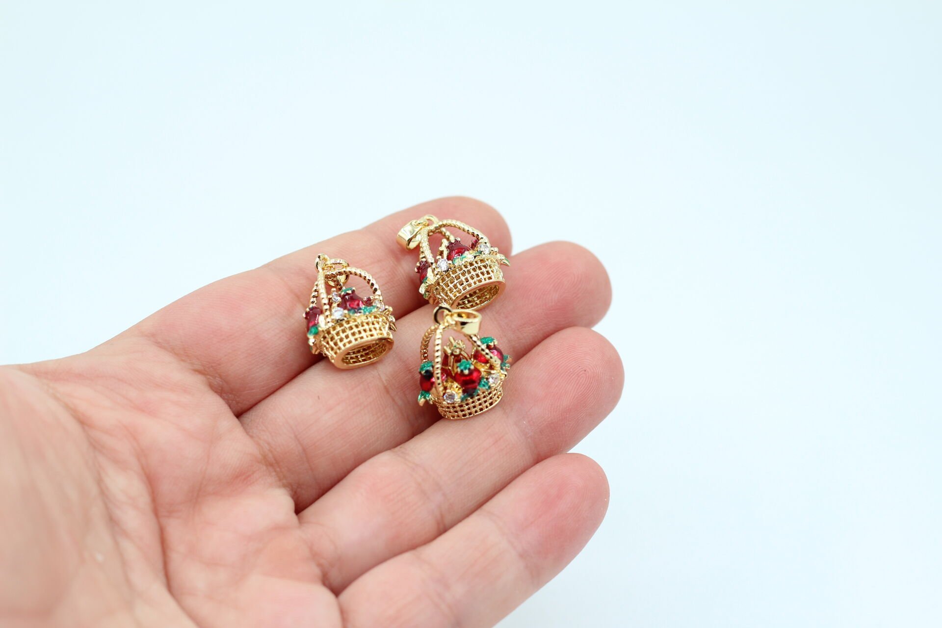 İthal Altın Kaplama 3 Boyutlu Nar Sepeti