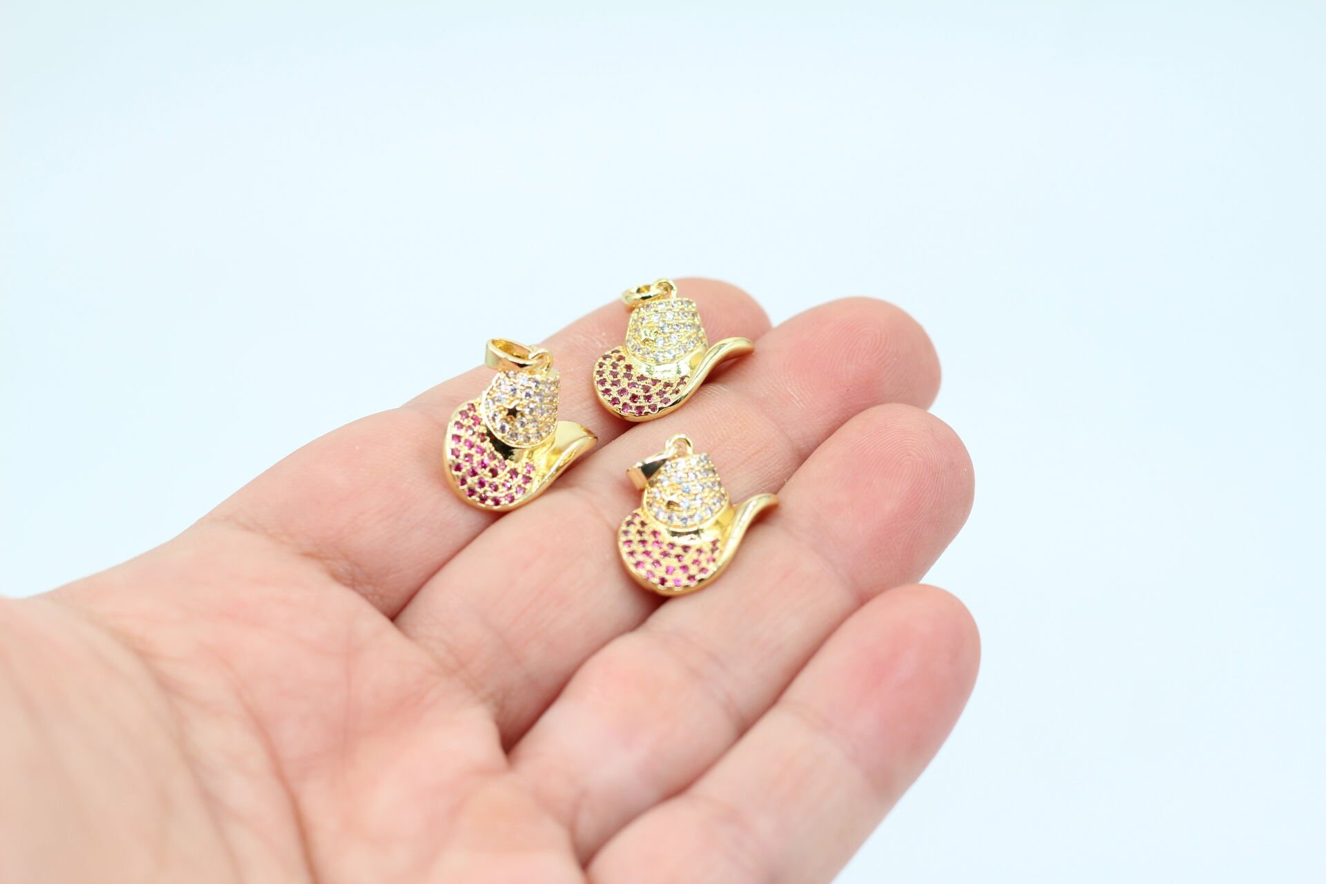 İthal Altın Kaplama Pembe Taşlı Kovboy Şapkası