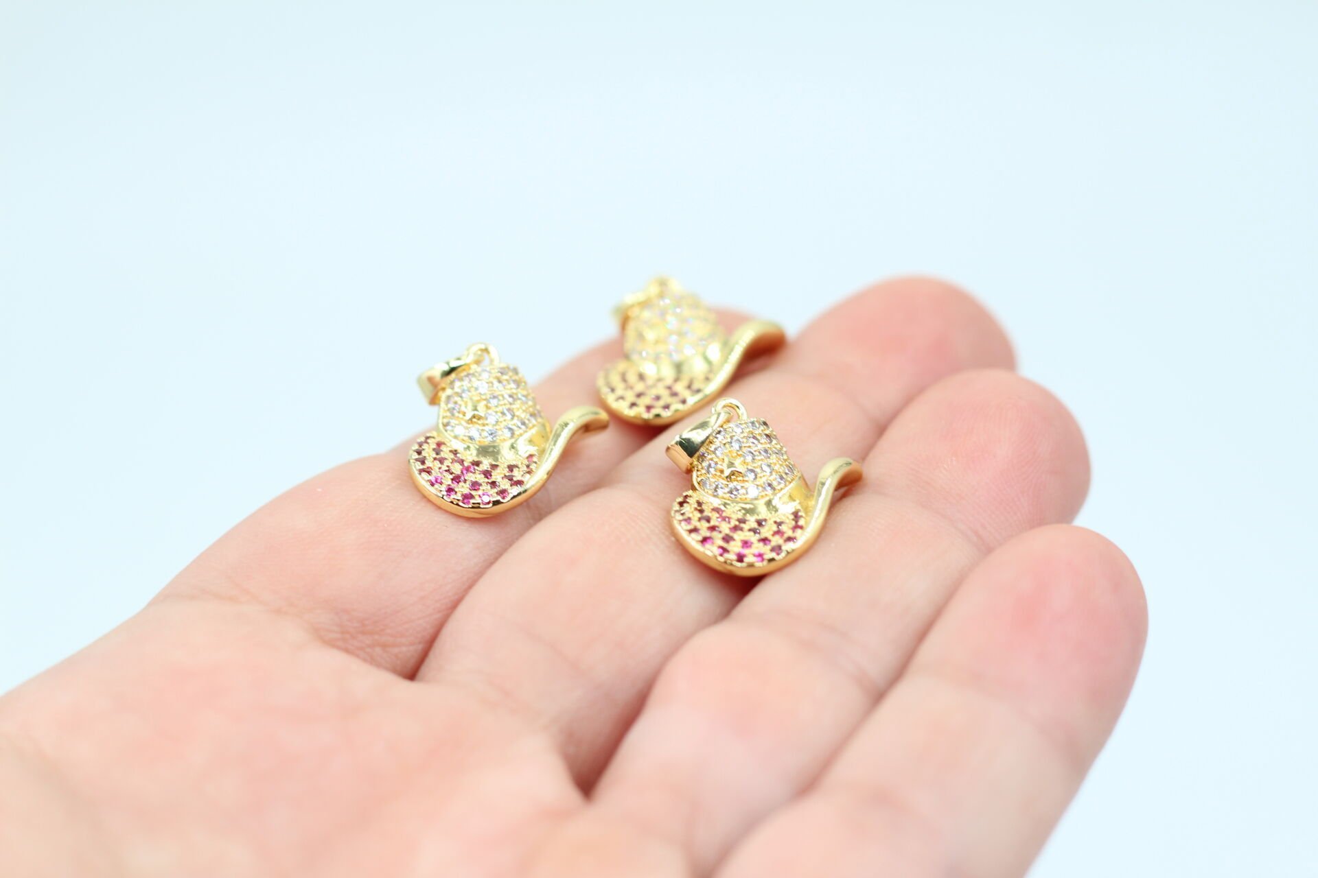 İthal Altın Kaplama Pembe Taşlı Kovboy Şapkası