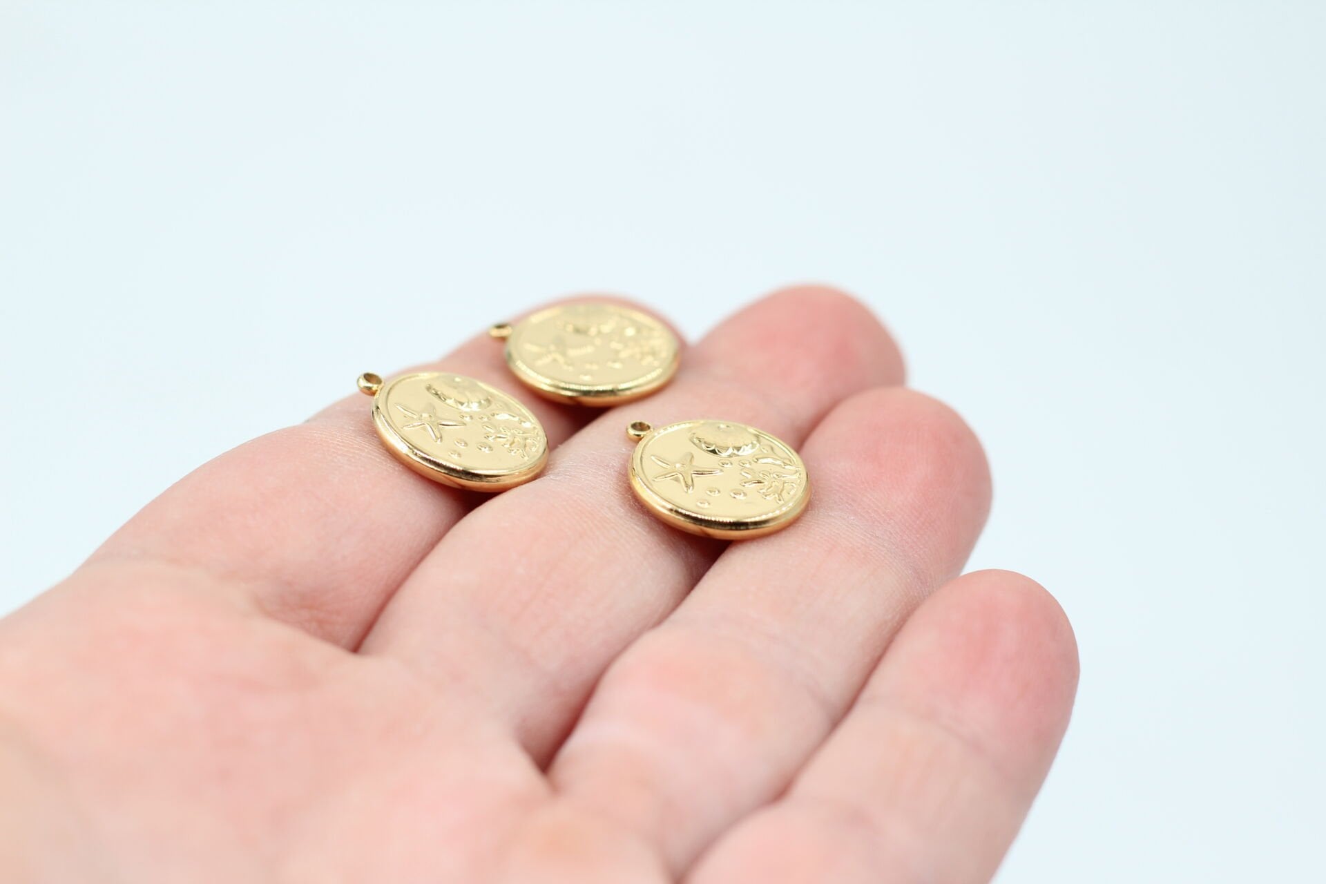 Çelik Yuvarlak Deniz Figürlü Kolye Ucu